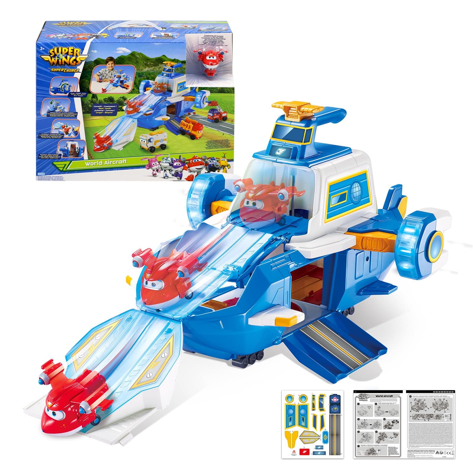 Super Wings World Aircraft Playset Season 5 + 1 Tab, Toy for Children 2 3 4 5 6 7 8 Years Old Boy Girl