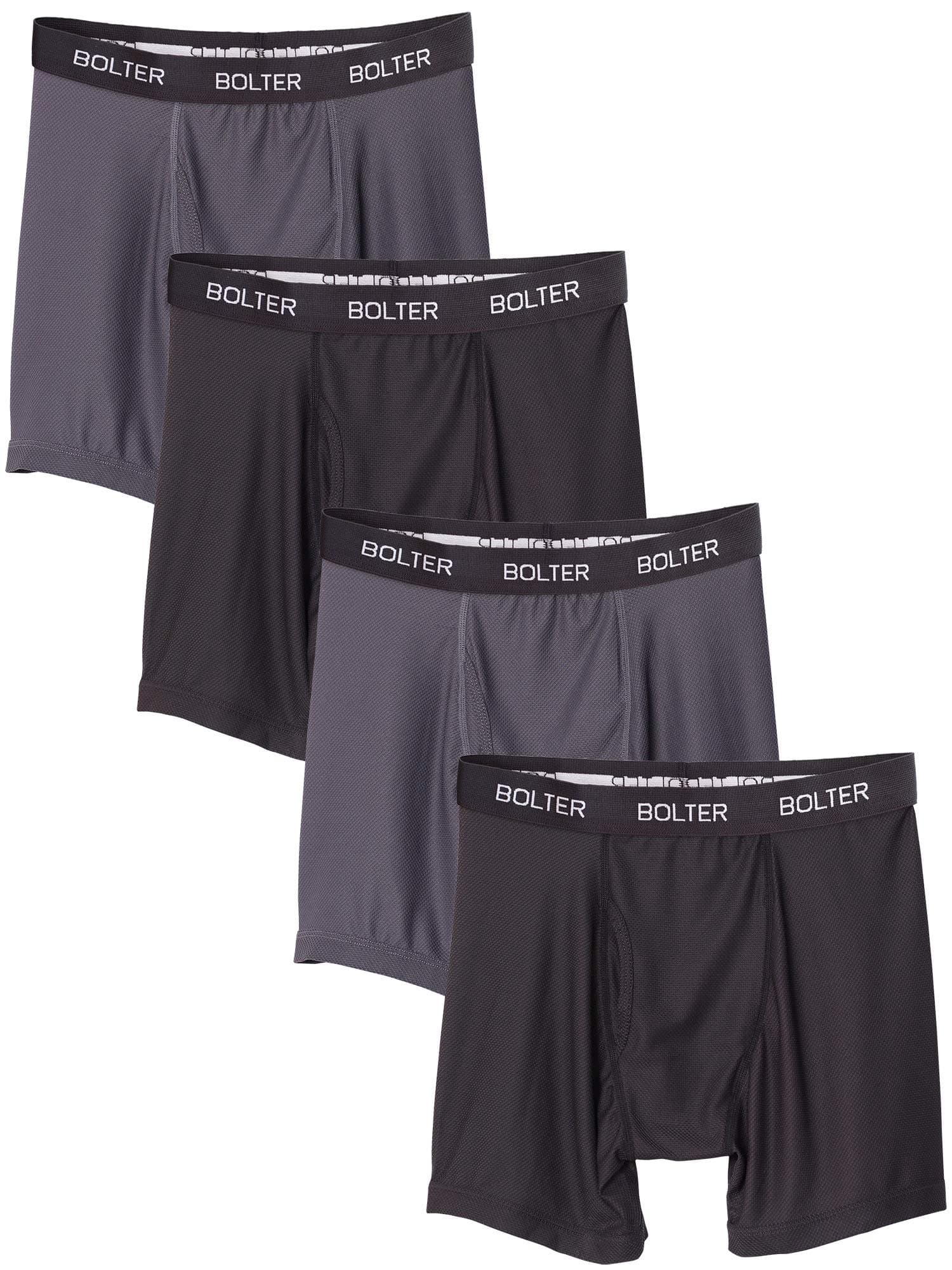 Bolter Men's Nylon Spandex Performance Boxer Briefs 4-Pack