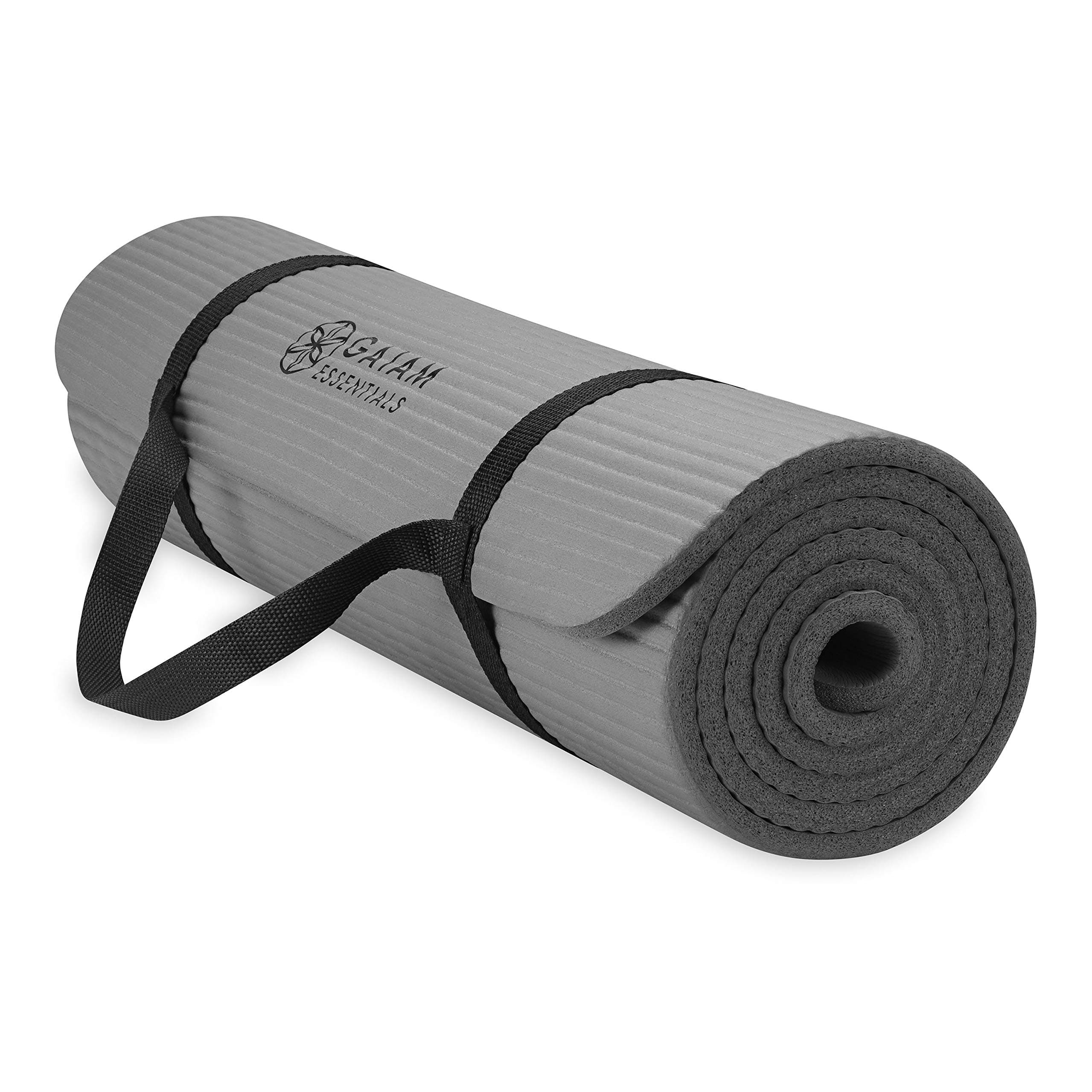 Gaiam Yoga Mat, Pilates & Exercise Mat, Thick 2/5" (10mm) Workout Mat with Easy-Cinch Carrying Strap for Home & Gym Workouts
