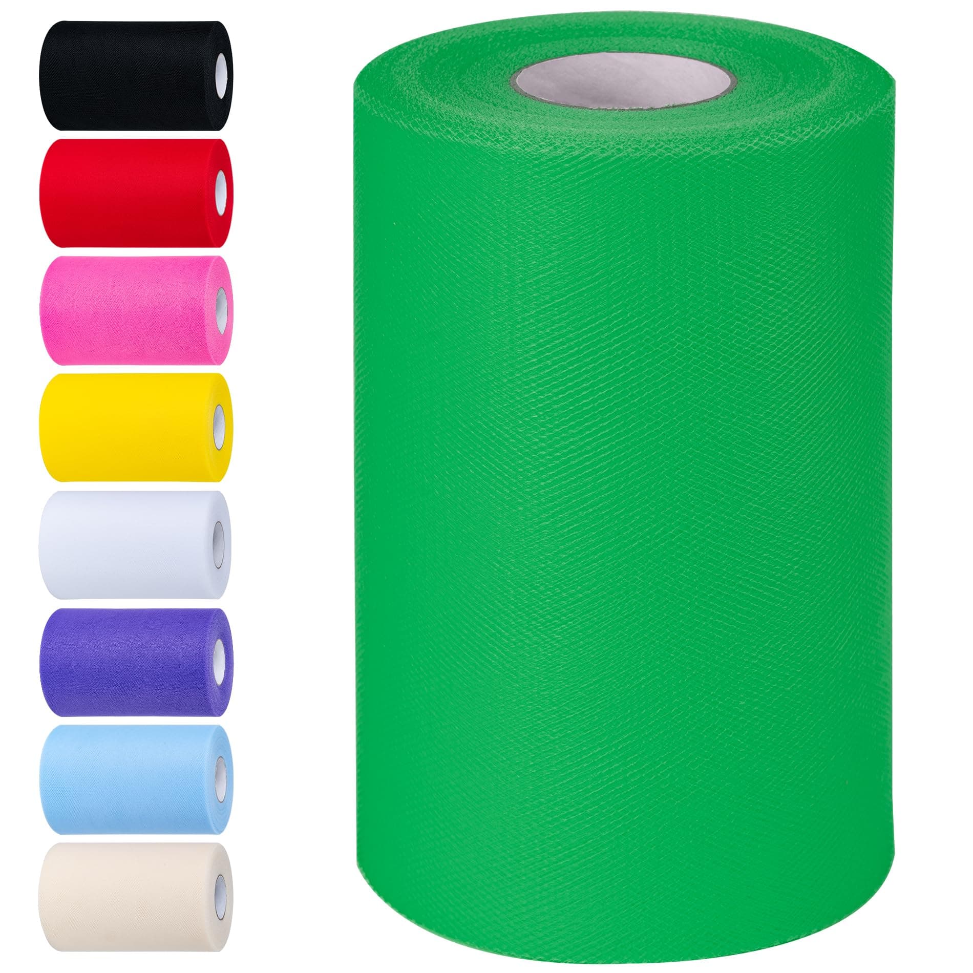 Green Tulle Fabric Rolls 6 Inch by 100 Yards (300 feet) Tulle Roll Spool Fabric for DIY Tutu Skirt Baby Shower Birthday Party Wedding Decorations Christmas Craft Supplies (Green)