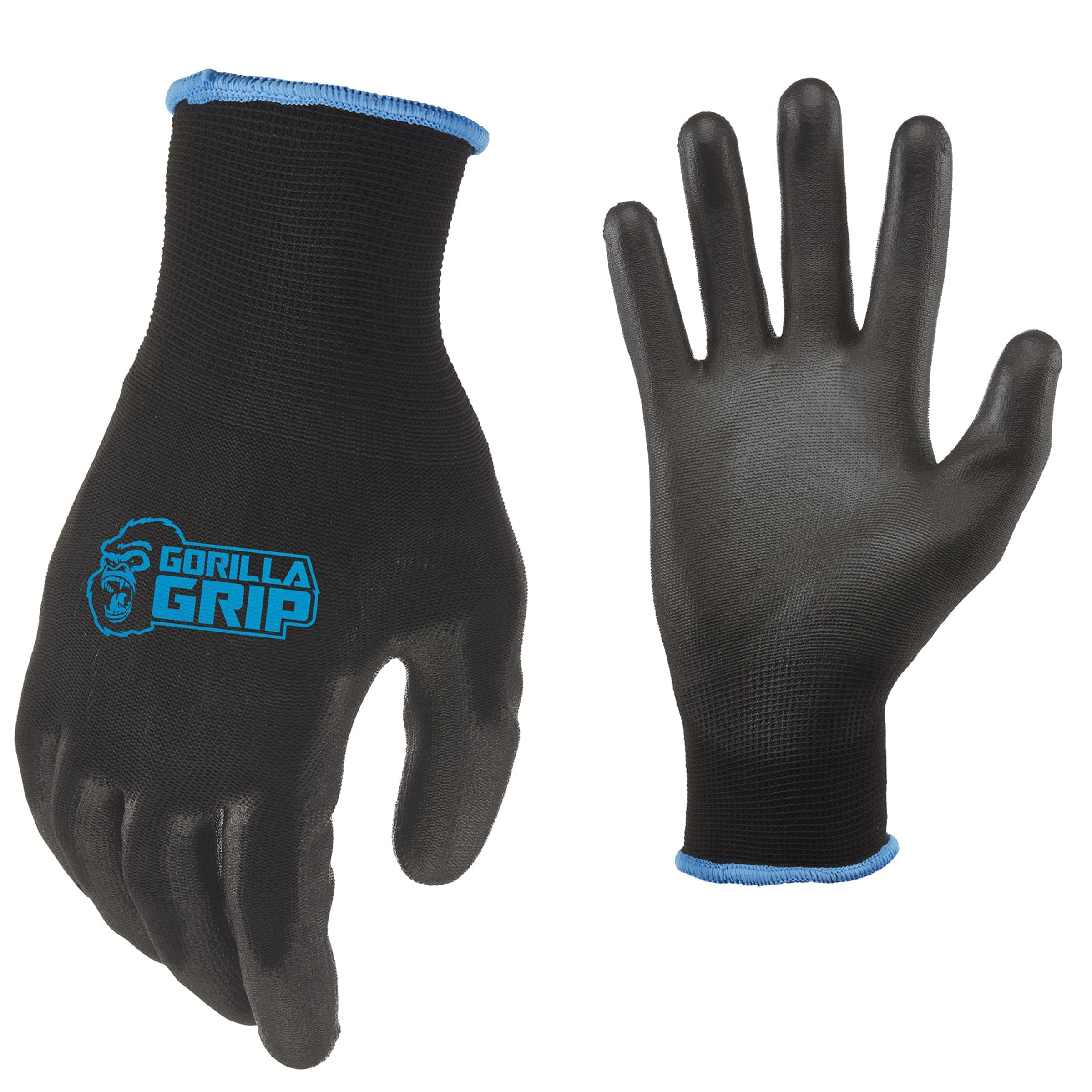 Work Gloves, Never Slip Maximum Grip All-Purpose, Gloves for Men, Superior in Wet, Dry, Oily Conditions, Polymer Palm, Medium Size, 25 Pairs, Black/Blue | 25047-25