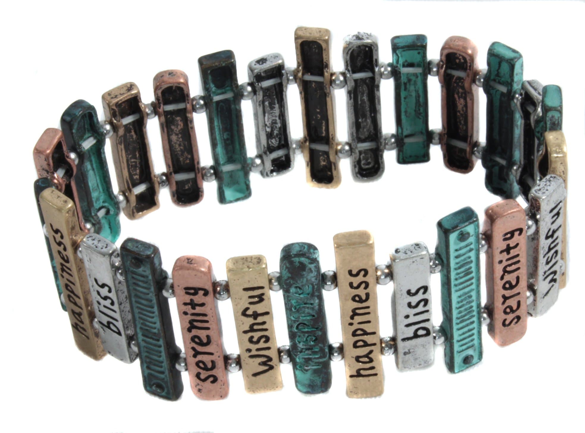 Story Women's Happiness Messages Stretch Bracelet Multi-coloured Verdigris