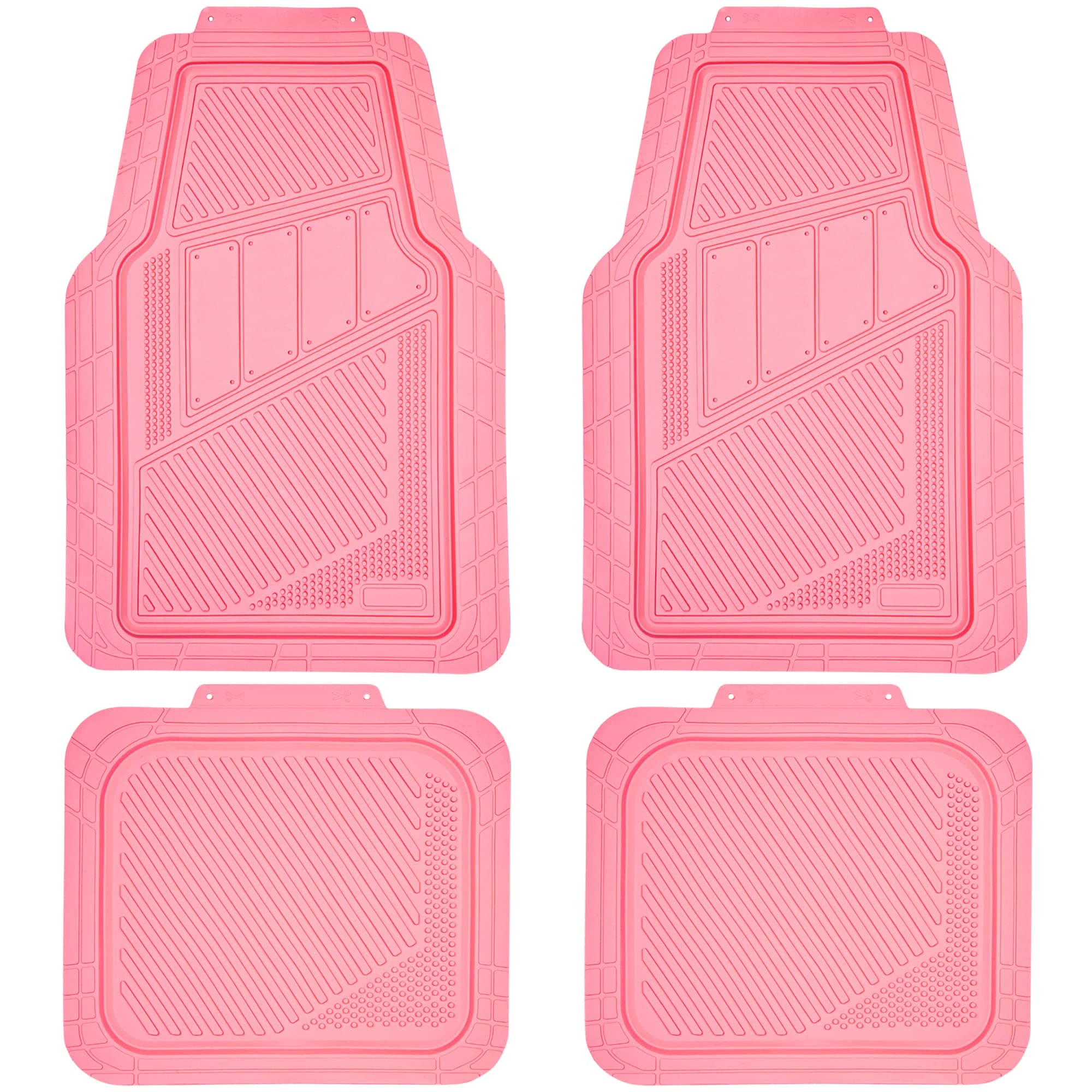 CAR PASS Heavy Duty Rubber Floor Mats Pink 4-Piece Universal Car Mat