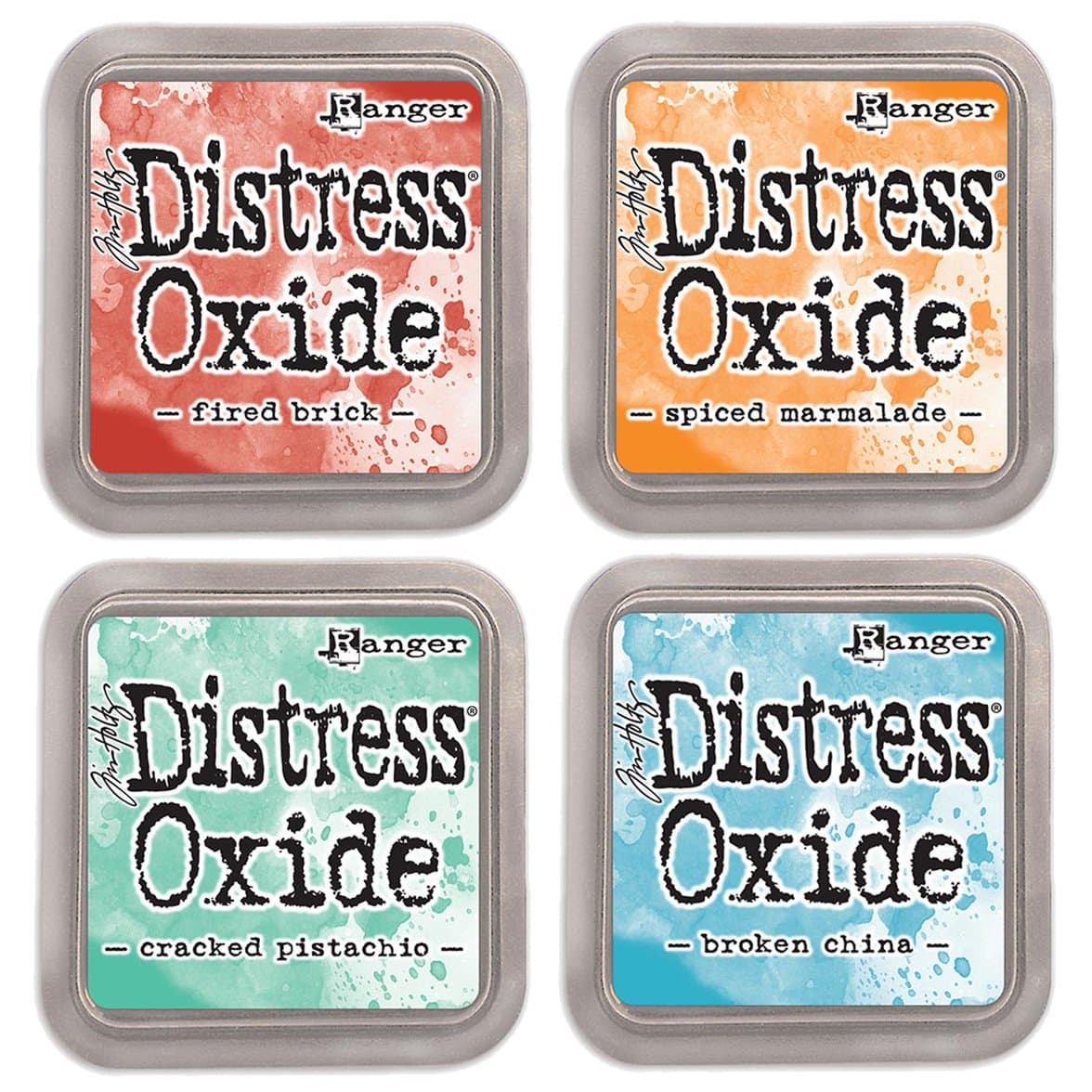 NEW Ranger Tim Holtz Distress Oxide 4 Ink Pads: CRACKED + BROKEN + FIRED + SPICED