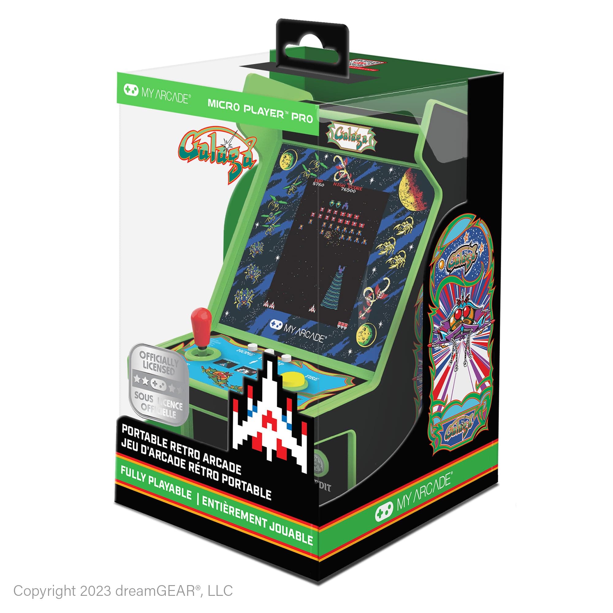 My Arcade Galaga マイクロプレイヤープロ 2ゲームイン1 ミニアーケードマシン 完全遊動 6.75インチ コレクタブルカラー ディスプレイ