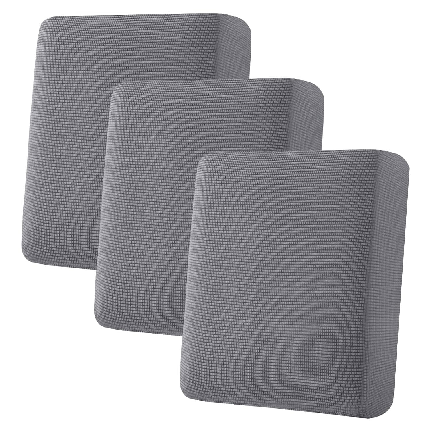 H.VERSAILTEX Super Stretch Individual Seat Cushion Covers Sofa Covers Couch Cushion Cover Slipcover Sets Thick Jacquard Textured Twill Fabric (3 Piece Sofa Cushion Covers, Grey)