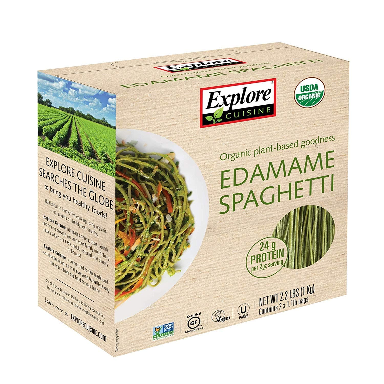 Explore Cuisine Organic Edamame Pasta (2/1.1 LB) (Net Wt 2.2 LB), 2.2 lb - PACK OF 2