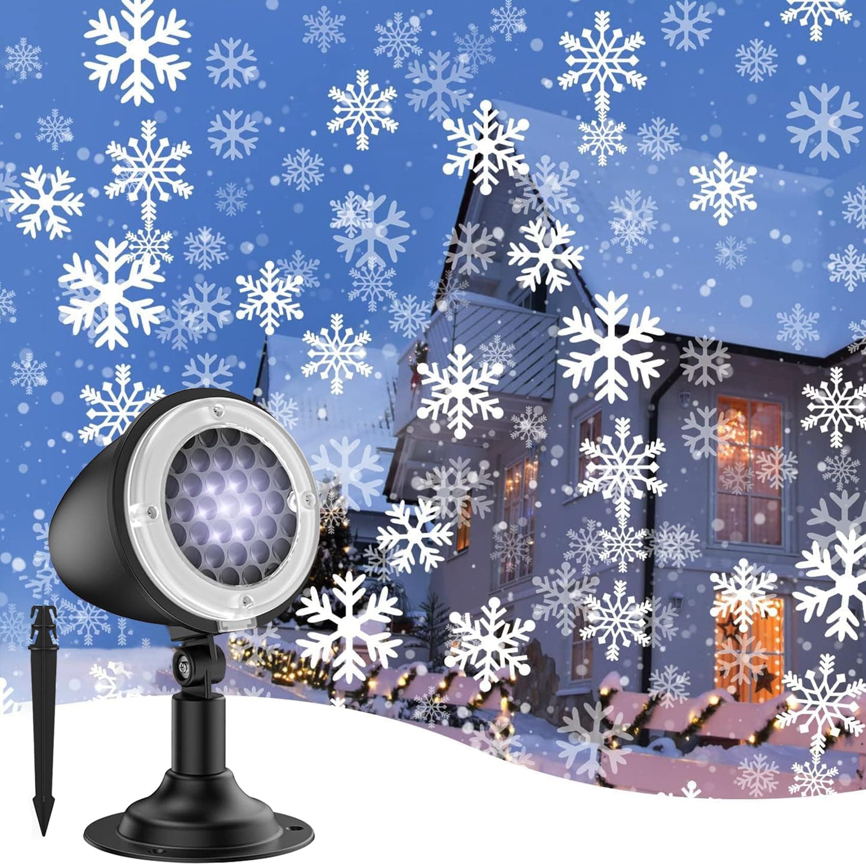 Snowfall LED Light Projector with Snowstorm Effect for Christmas, Holiday, Halloween, Party, Garden, Wedding, Indoor Outdoor Decorations