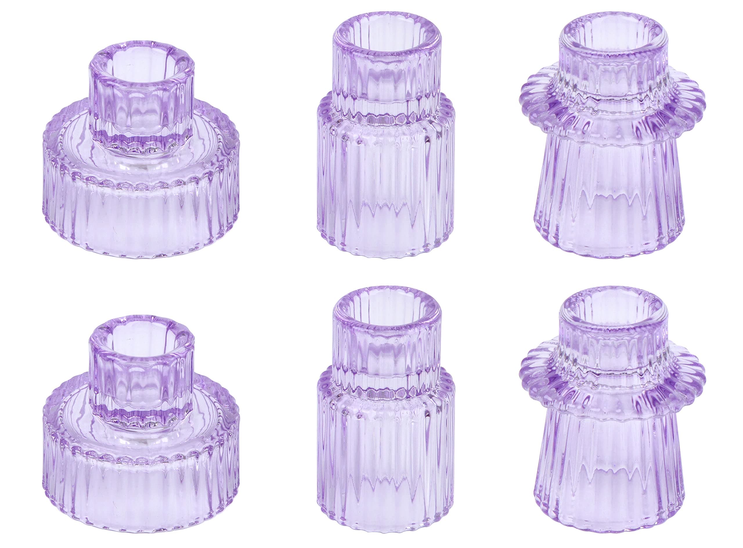 Vixdonos Set of 6 Glass Candlestick Holders