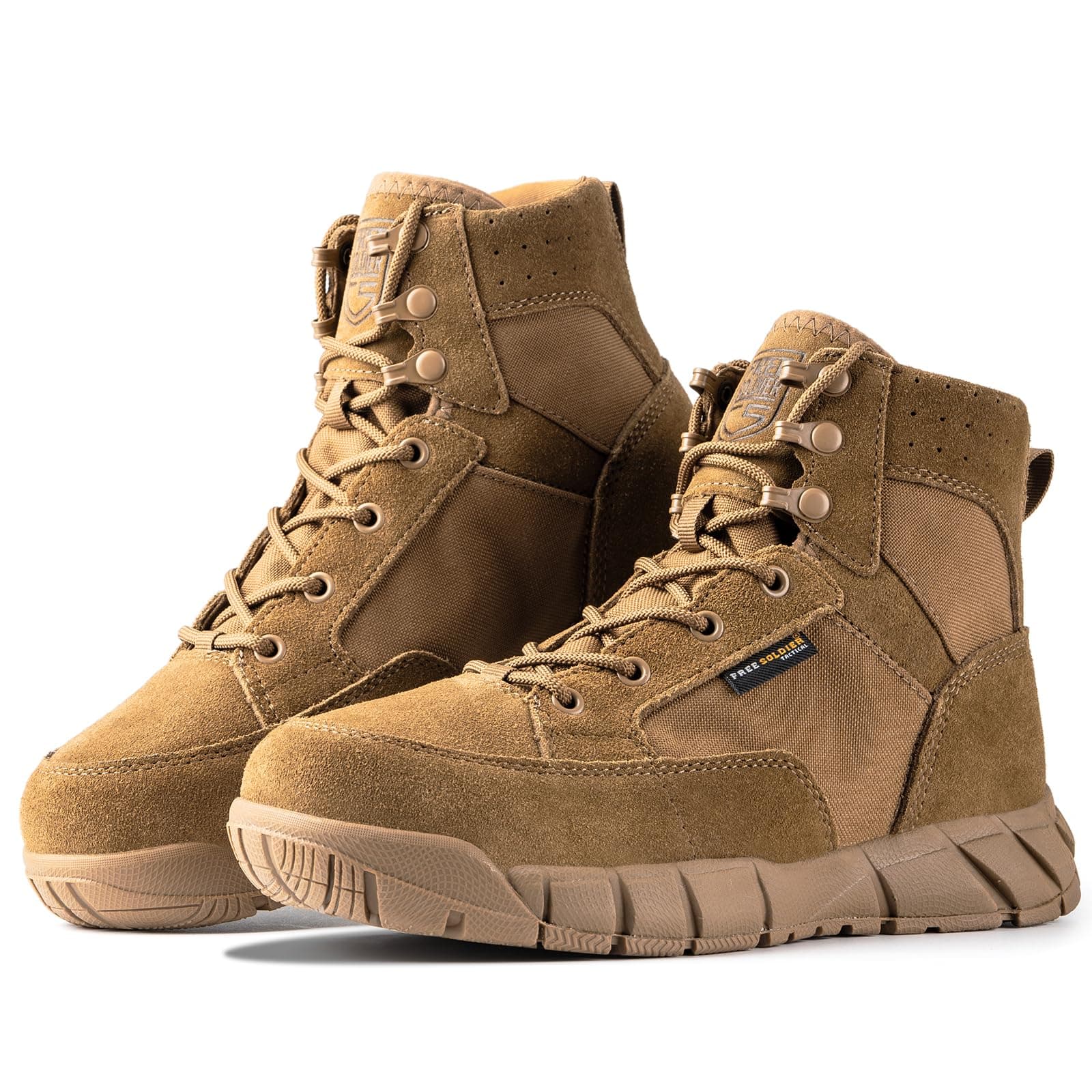 FREE SOLDIER Waterproof Hiking Work Boots Men's Tactical Boots 6 Inches Lightweight Military Boots Breathable Desert Boots