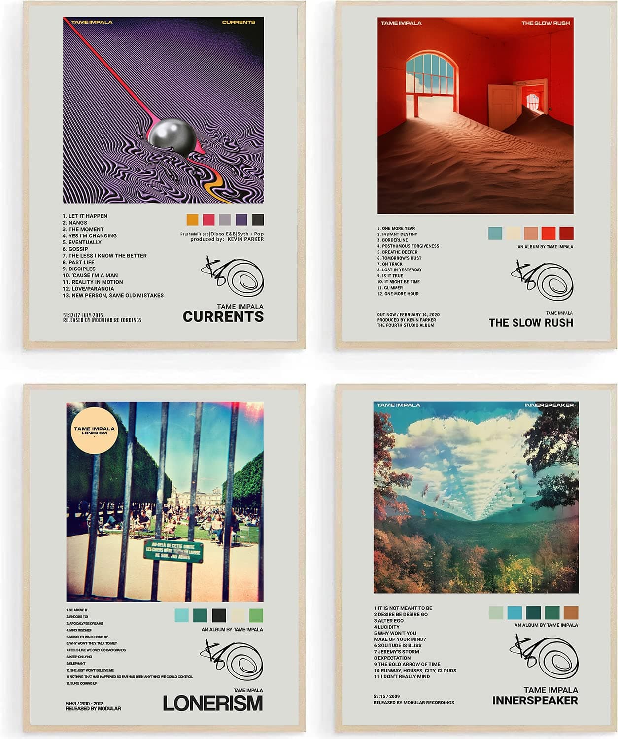 Tame Impala Posters Music Album Cover Posters Print Set of 4 Room Aesthetic Canvas Wall Art for Girl and Boy Teens Dorm Decor 8x10 inch Unframed