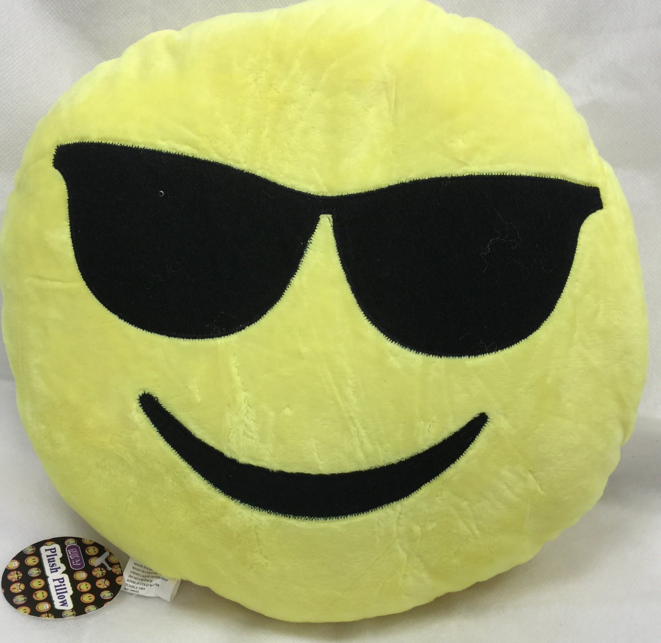 Emoji Smiley Emoticon Yellow Round Cushion Pillow Soft Toy (sunglasses)