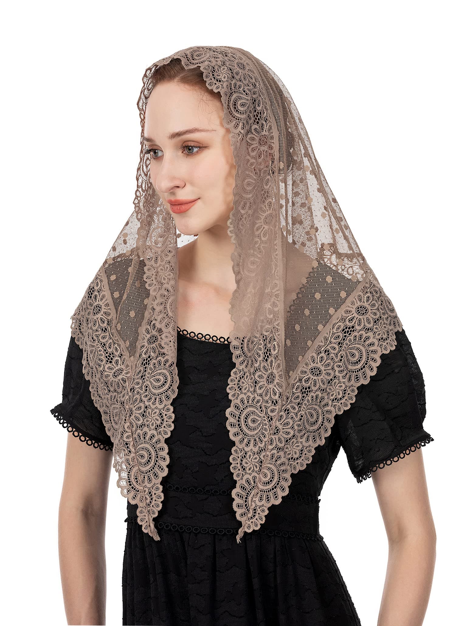Triangle Vintage Inspired Lace Chapel Veils Catholic Mass Head Covering Scarf Mantilla Veils for Church