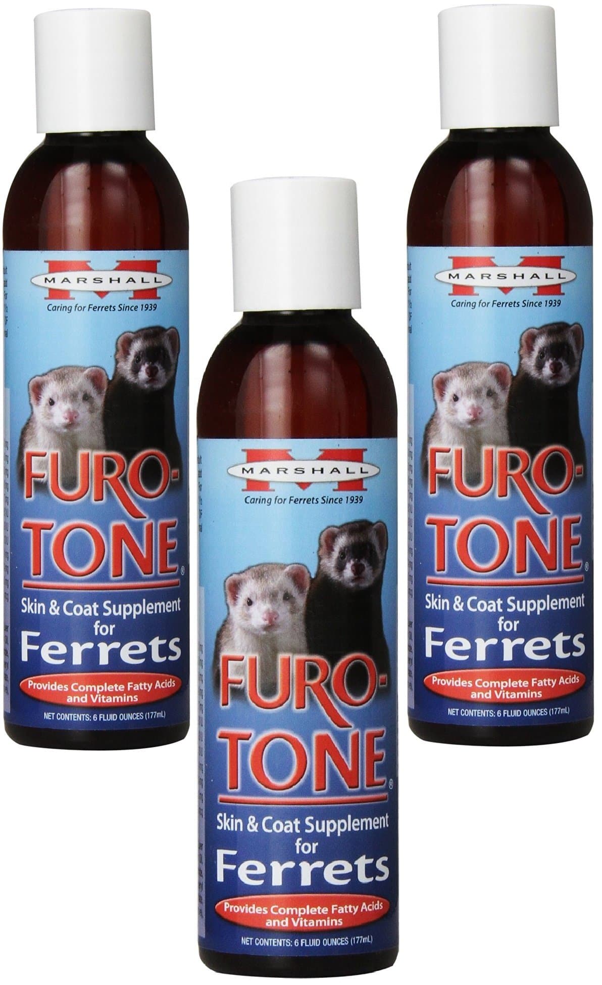 Marshall Furo Tone Vitamin Supplement for Ferrets – 6 oz Each – Supports Healthy Skin & Shiny Coat with Pharmaceutical Grade Fatty Acids – Suitable for All Ages (Pack of 3)