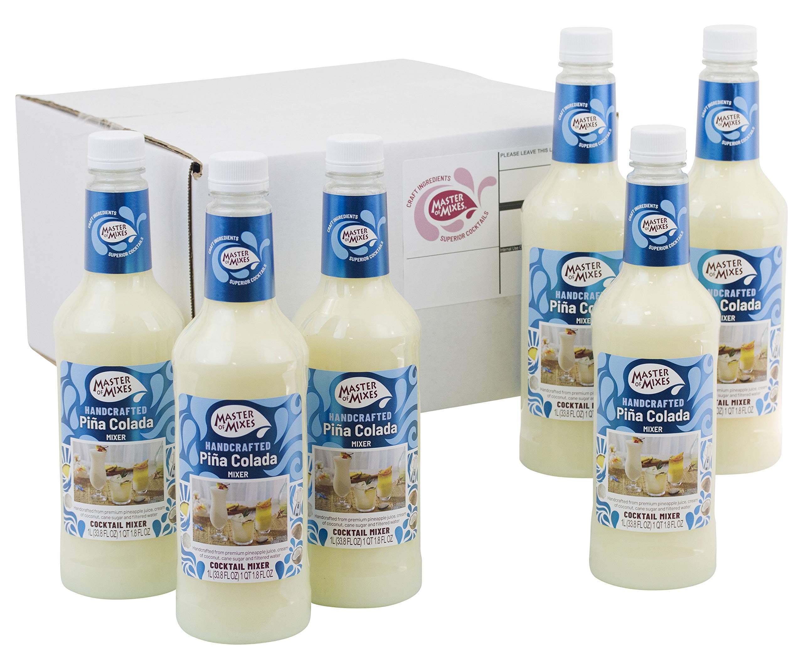 MASTER OF MIXESPina Colada Drink Mix, Ready To Use, 1 Liter Bottle (33.8 Fl Oz), Pack of 6