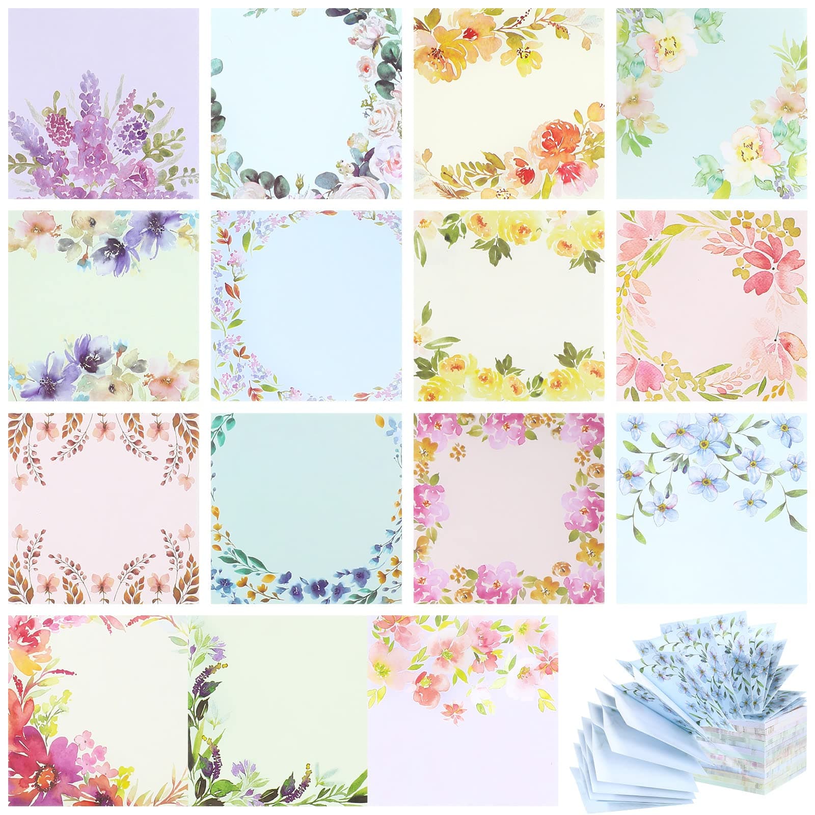 Clabby 15 Pads Floral Sticky Notes 3 x 3 Inch Pop up Sticky Notes Refills Cute Pop up Note Pads Flower Self Stick Notepads Memo Note for Students Back to School Teacher Office Supplies, 15 Styles
