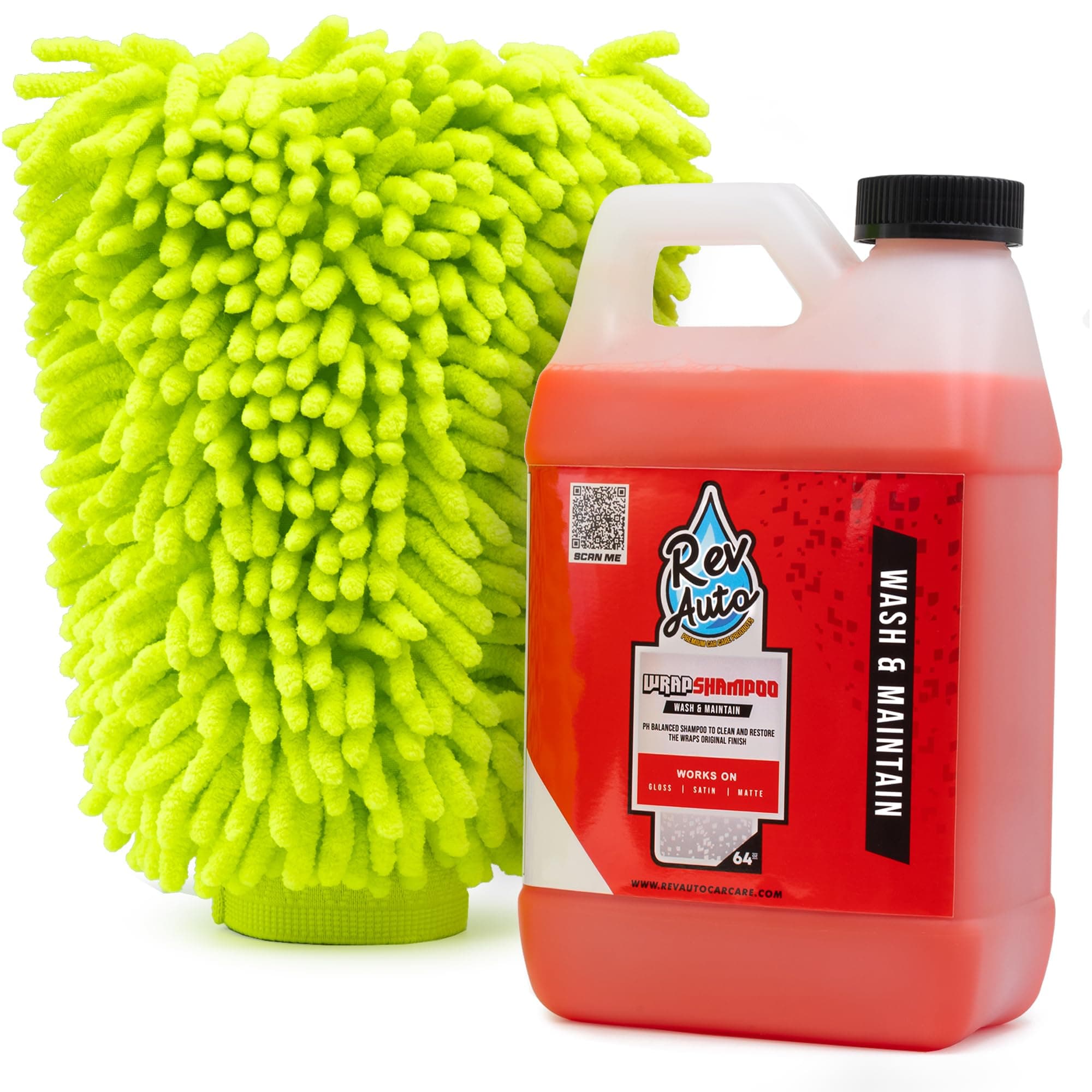 Vinyl Wrap Car Wash Soap Kit - Includes 64oz Car Wash Soap For Vinyl Wrap & Microfiber Wash Mitt | Works in Foam Cannon & Bucket Washes | pH-Balanced, Safe For All Finishes