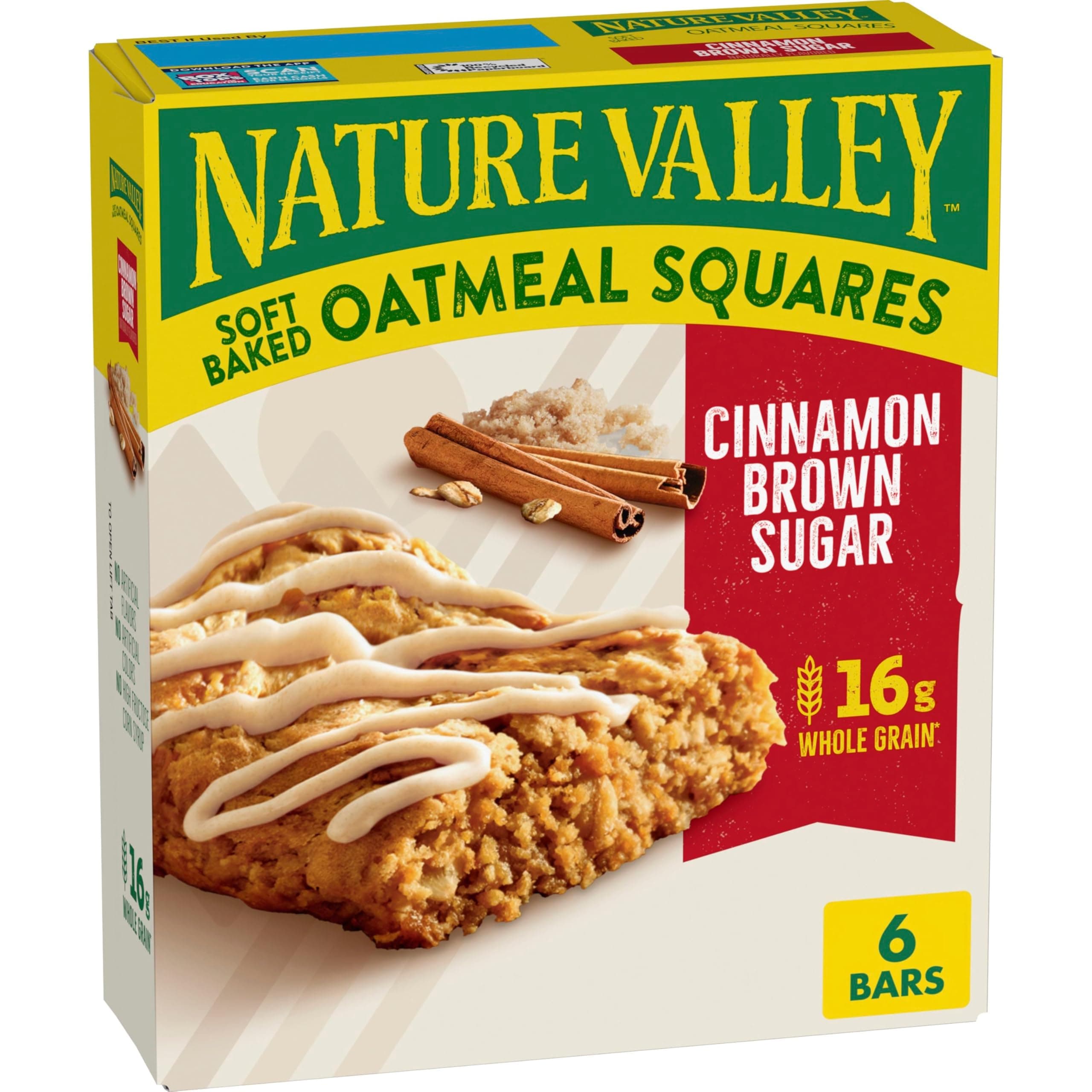 Soft Baked Oatmeal Squares, Cinnamon Brown Sugar, 1.24 Oz Bars, 6 Count