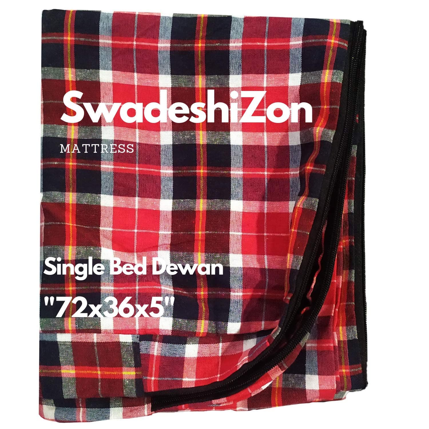 SwadeshiZon Cotton Mattress Protector/Cover with Zip/Chain | Double Bed (Multicolour, 72x36x5 inches) Combo Set of 2