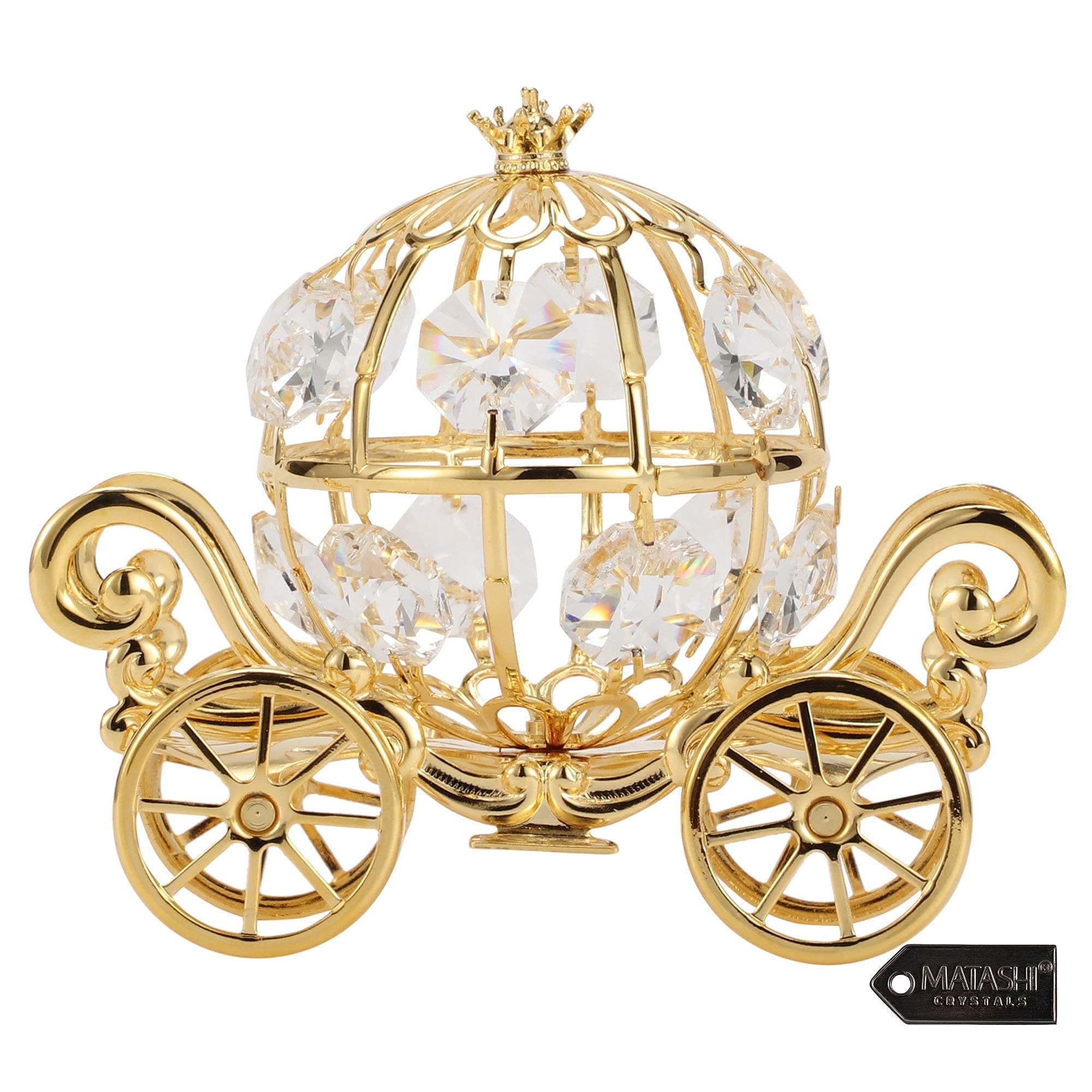 Matashi Pumpkin Carriage, 24K Gold Plated Princess Carriage Décor – Perfect Christmas, Mother’s Day, and Valentine’s Day Gift – Table Centerpiece for Weddings & Special Occasions