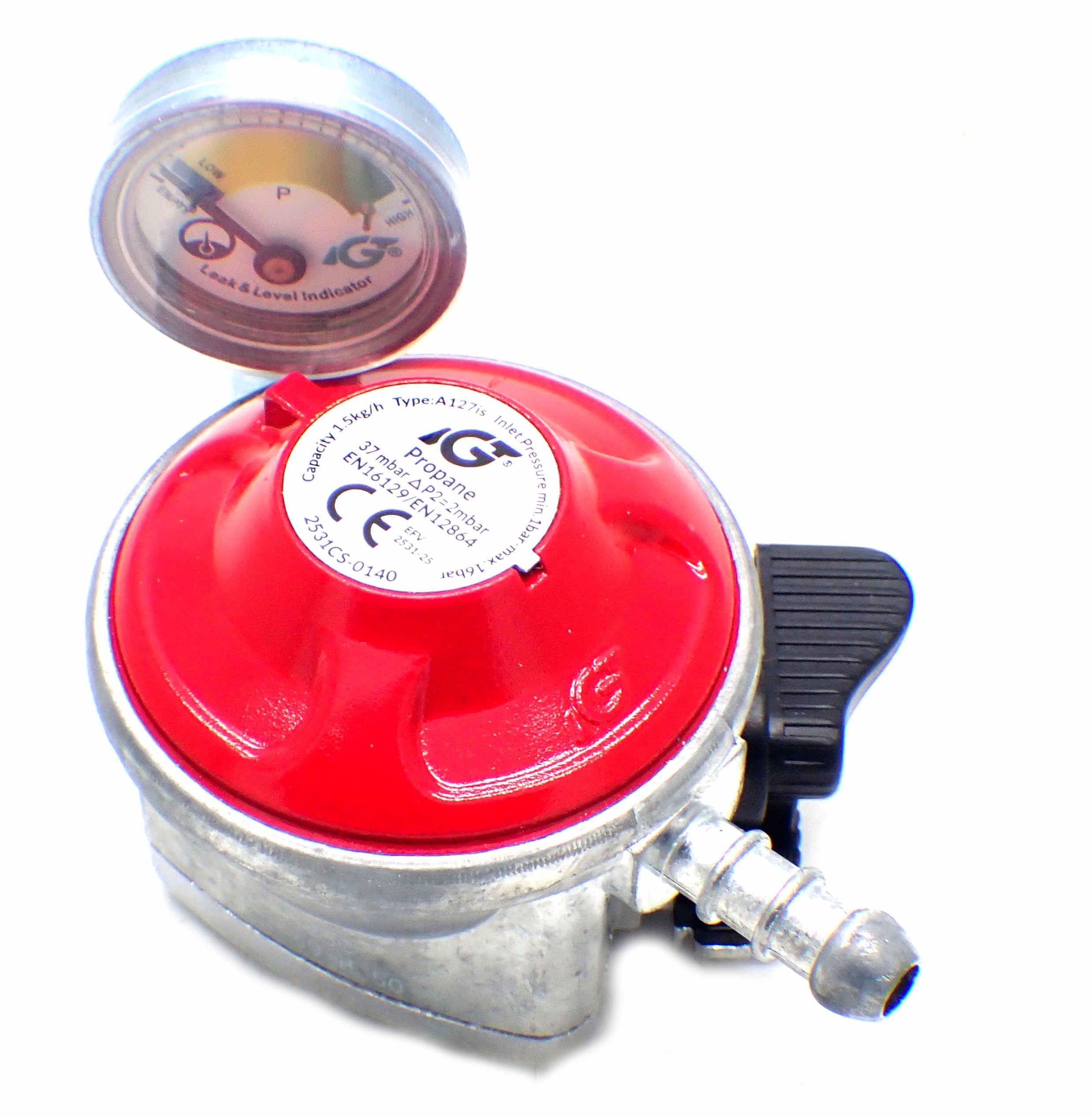 Kebonds Igt Patio Gas Regulator With Pressure Gauge 27Mm Clip On 5 Year Warranty