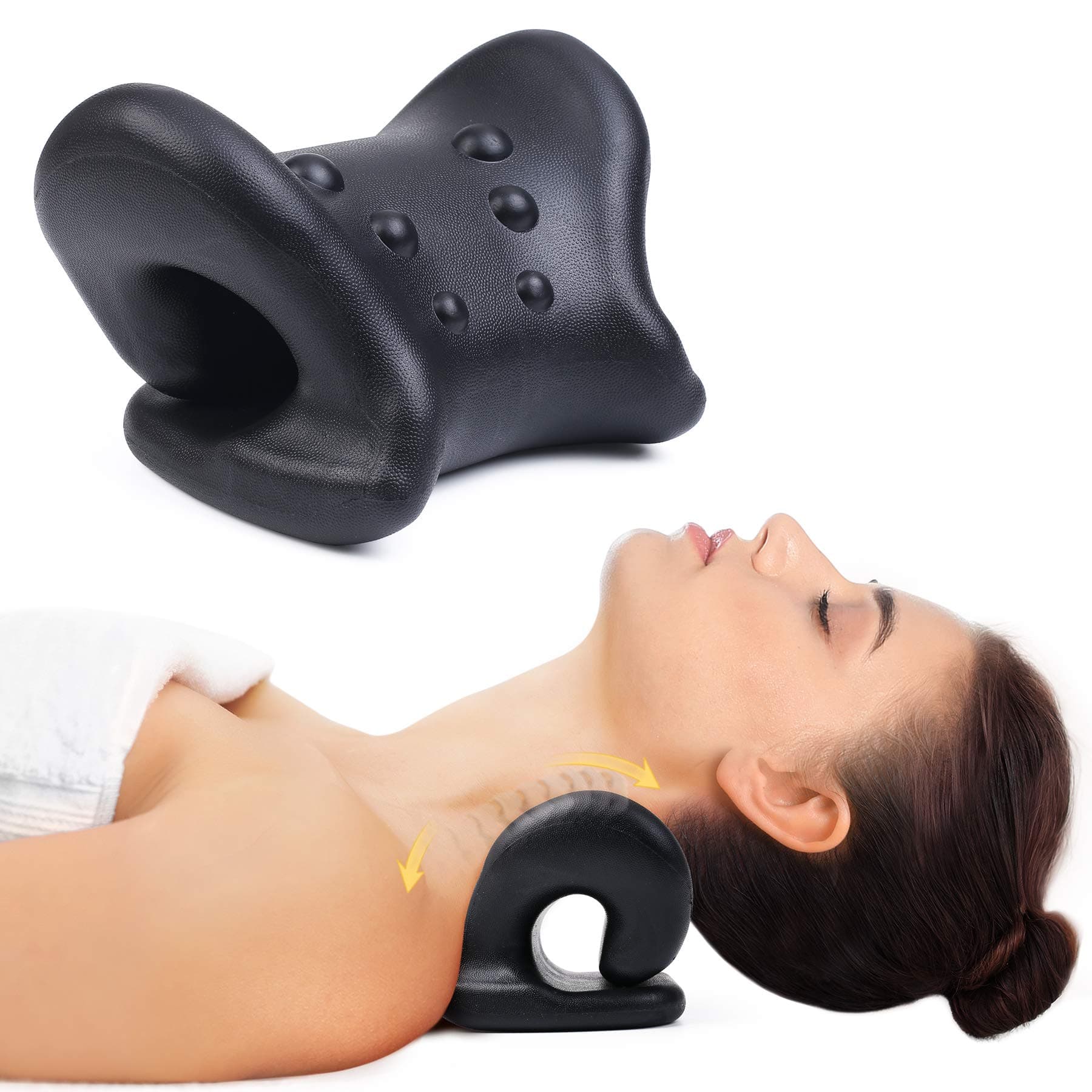Neck and Shoulder Relaxer, Neck Stretcher Cervical Neck Traction Device for Neck Pain Relief, Cervical Spine Alignment Chiropractic Pillow for TMJ Pain