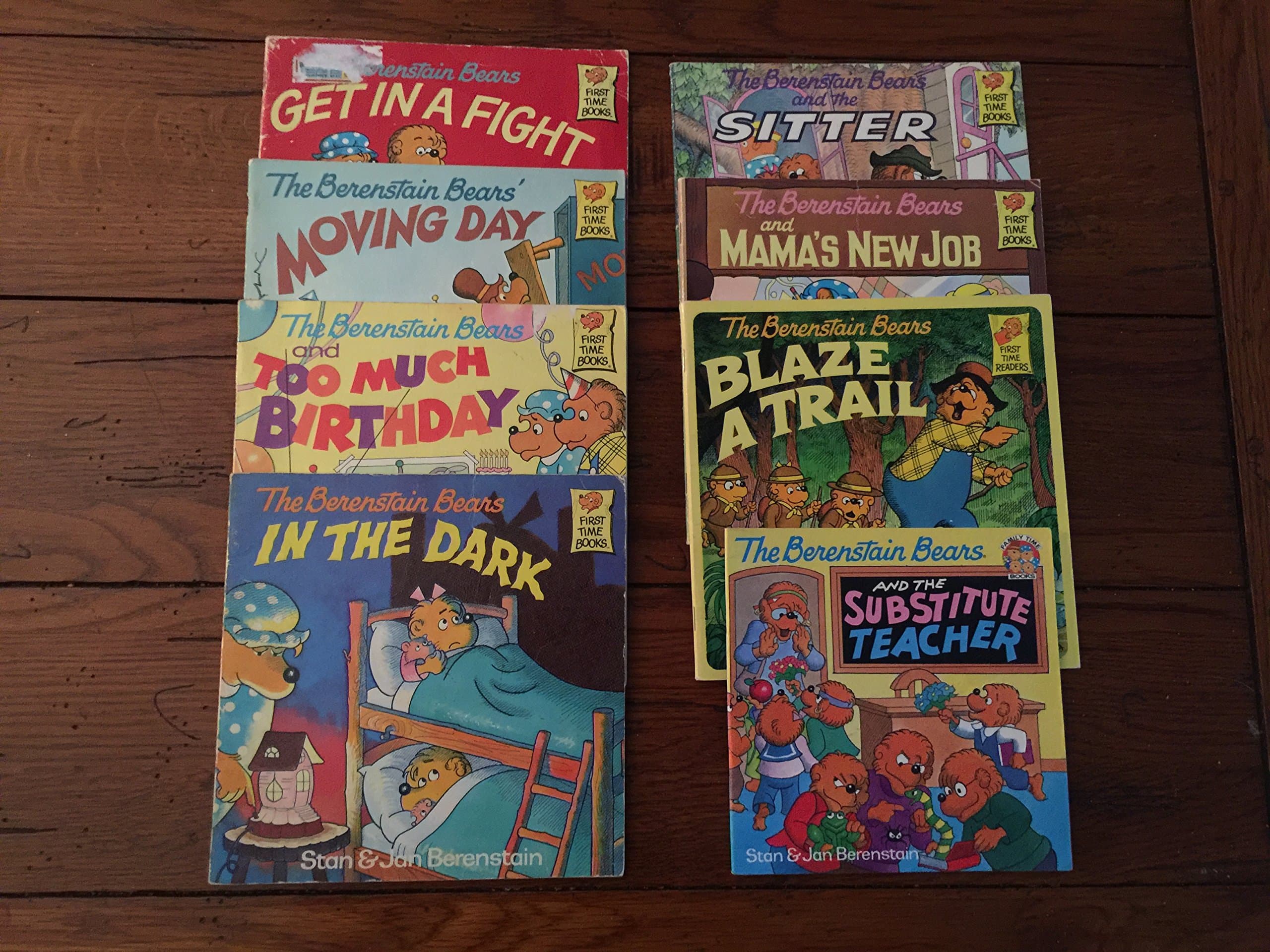 9 Book Lot Berenstain Bears (Eager Beaver, The Substitute Teacher, The Trouble with Friends, Too Much Junk Food, Visit the Dentist, The Ghost of the Forest, The Bully, The Green-Eyed Monster, The Prize Pumpkin)