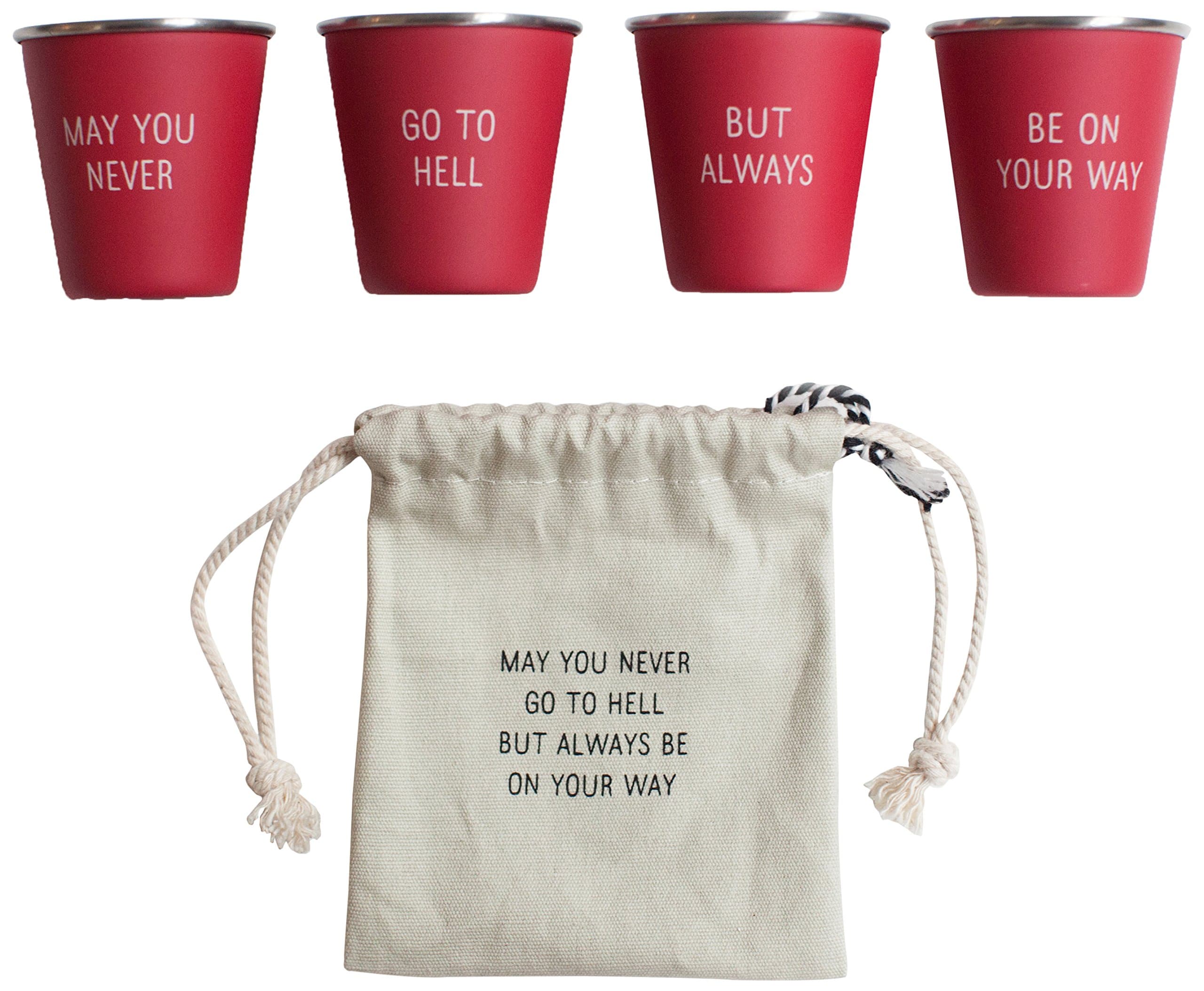 Izola Stainless Steel Cool Shot Glass Set with Canvas Travel Pouch