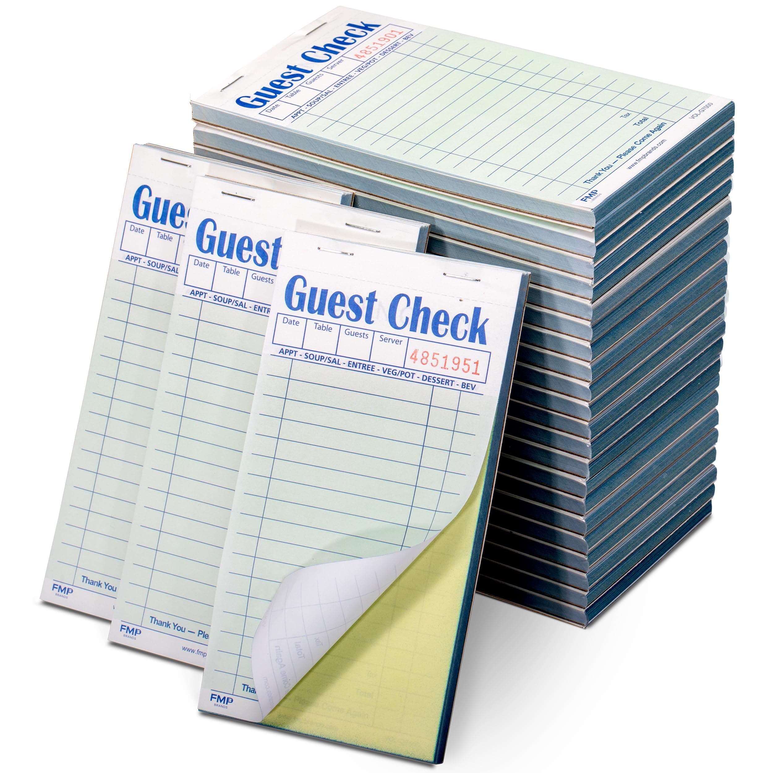 FMP Brands Double Part Guest Check for Servers, Server Note Pads 1000 Sheets (20 Pads), Server Books for Waitress with Carbon Copies, Guest Check 2 Part Carbonless, Check Book for Cafes, RestaurantsThe Forest Stewardship Council