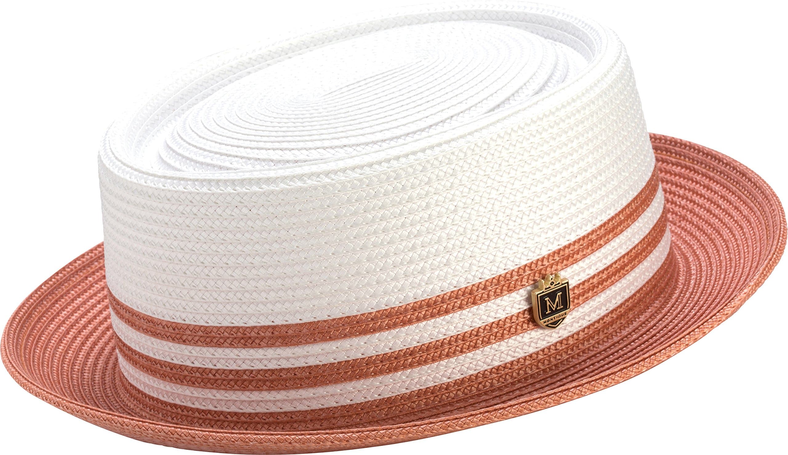 MONTIQUE Pork Pie Straw Two Tone Hat H-51