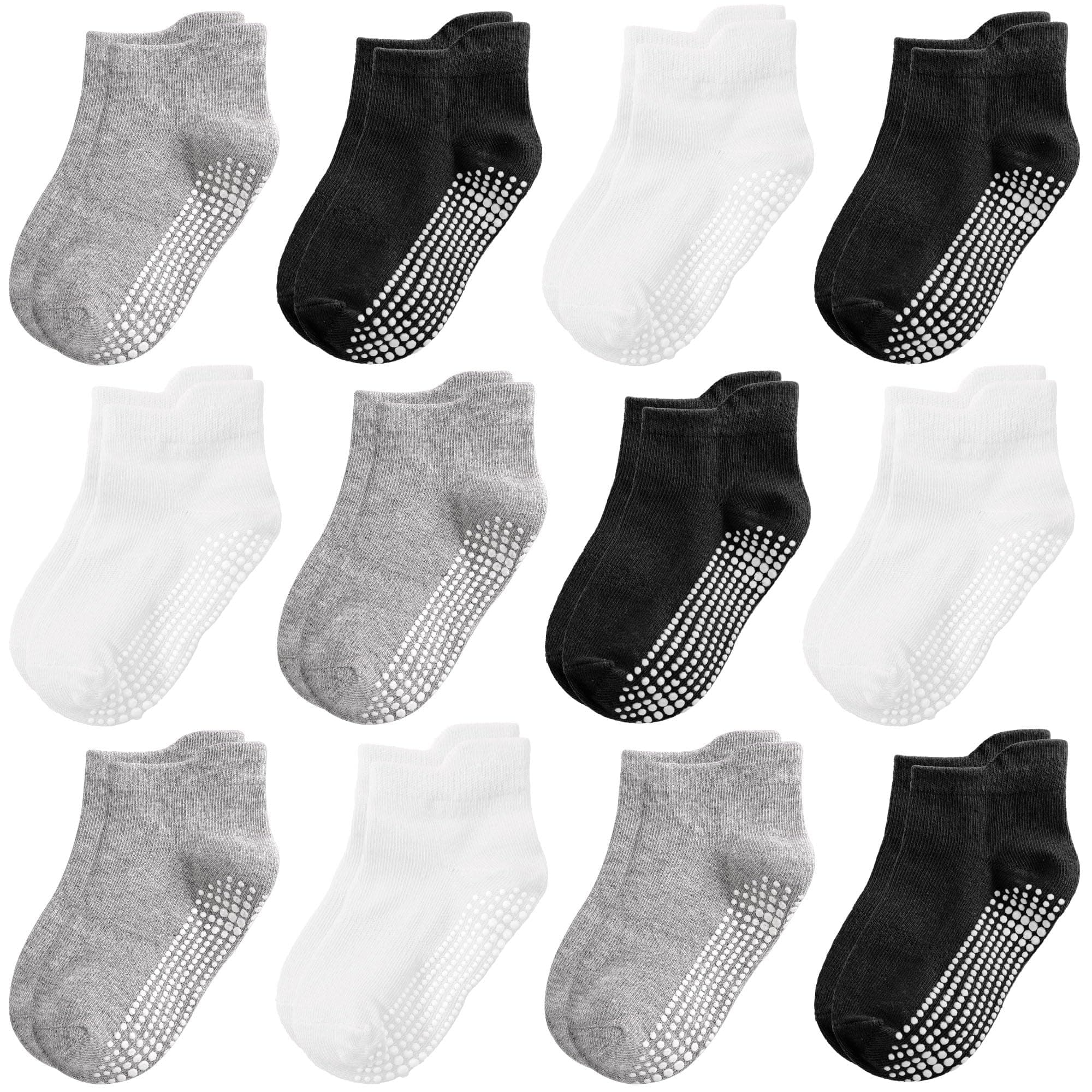 Tphon Non Slip Toddler Socks 12 Pairs Infant Baby Kids Grip Socks for Boy Gir...