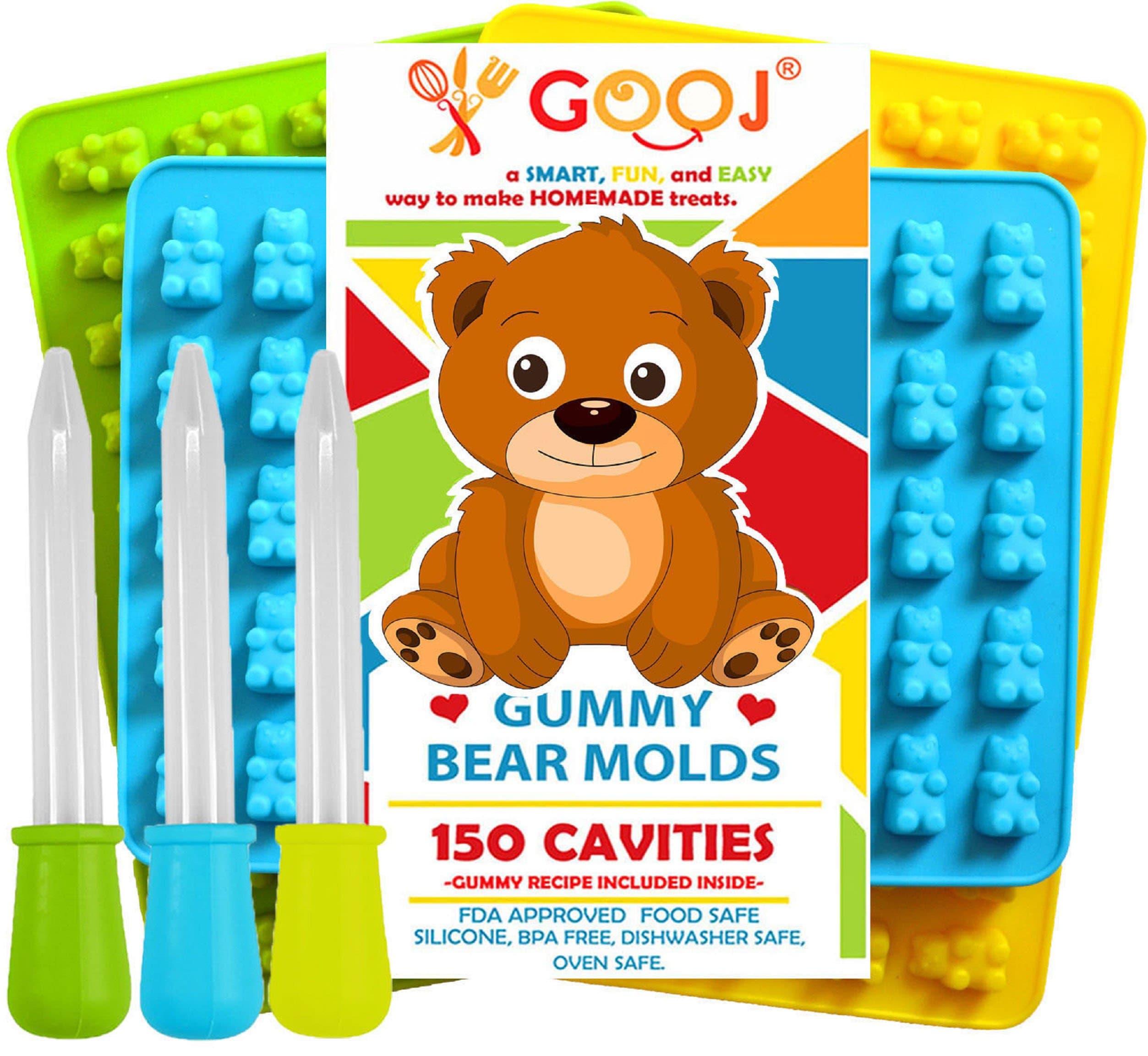 Premium Gummy Bears Candy Molds 3 Easy to Use Droppers with Included Recipe Perfect for Chocolate Candy Molds and Ice trays