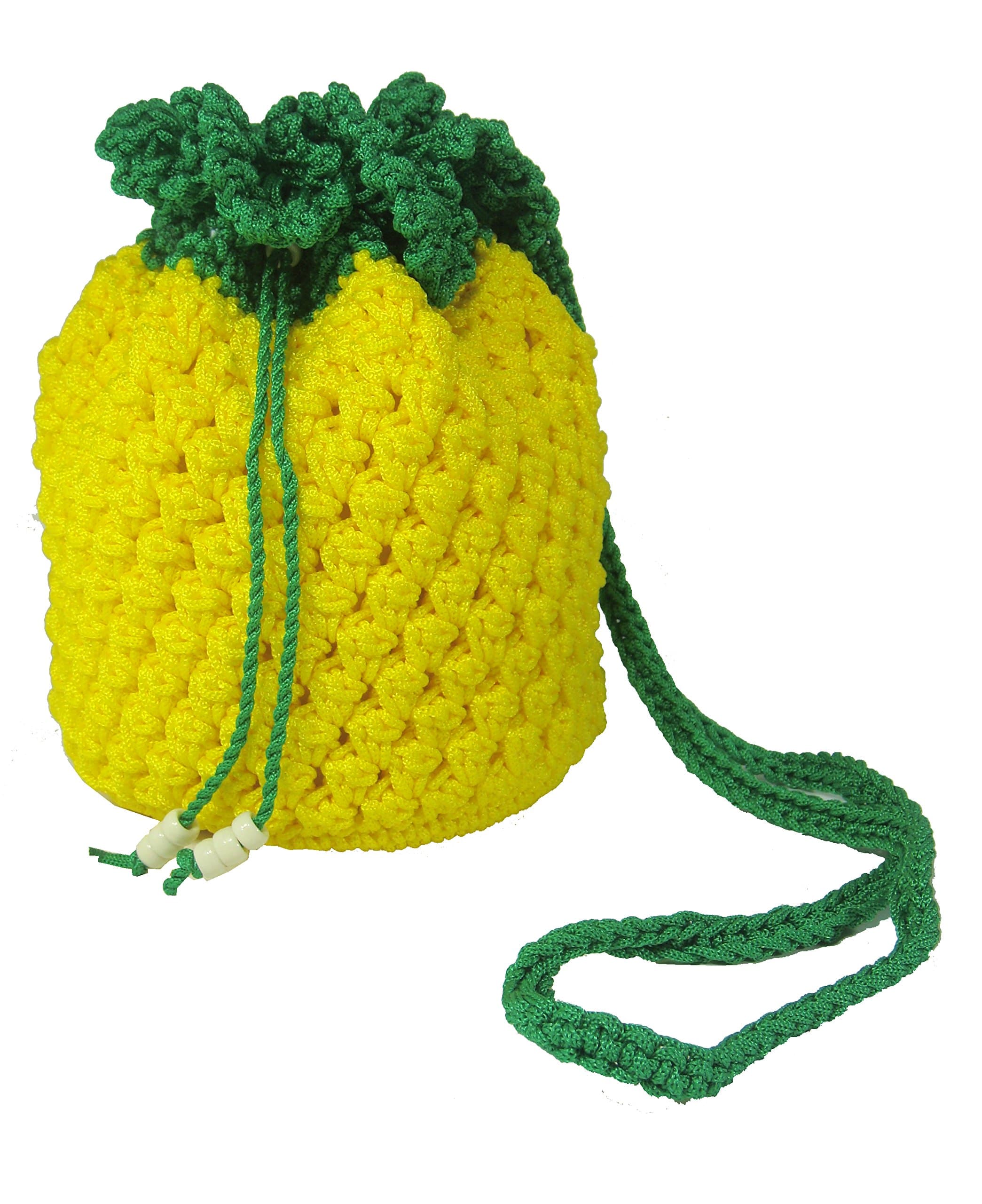 Naree Cute Crochet Bag Pineapple Pattern [Knit Out] - Yellow Red Pink Beige (Glow-Yellow)