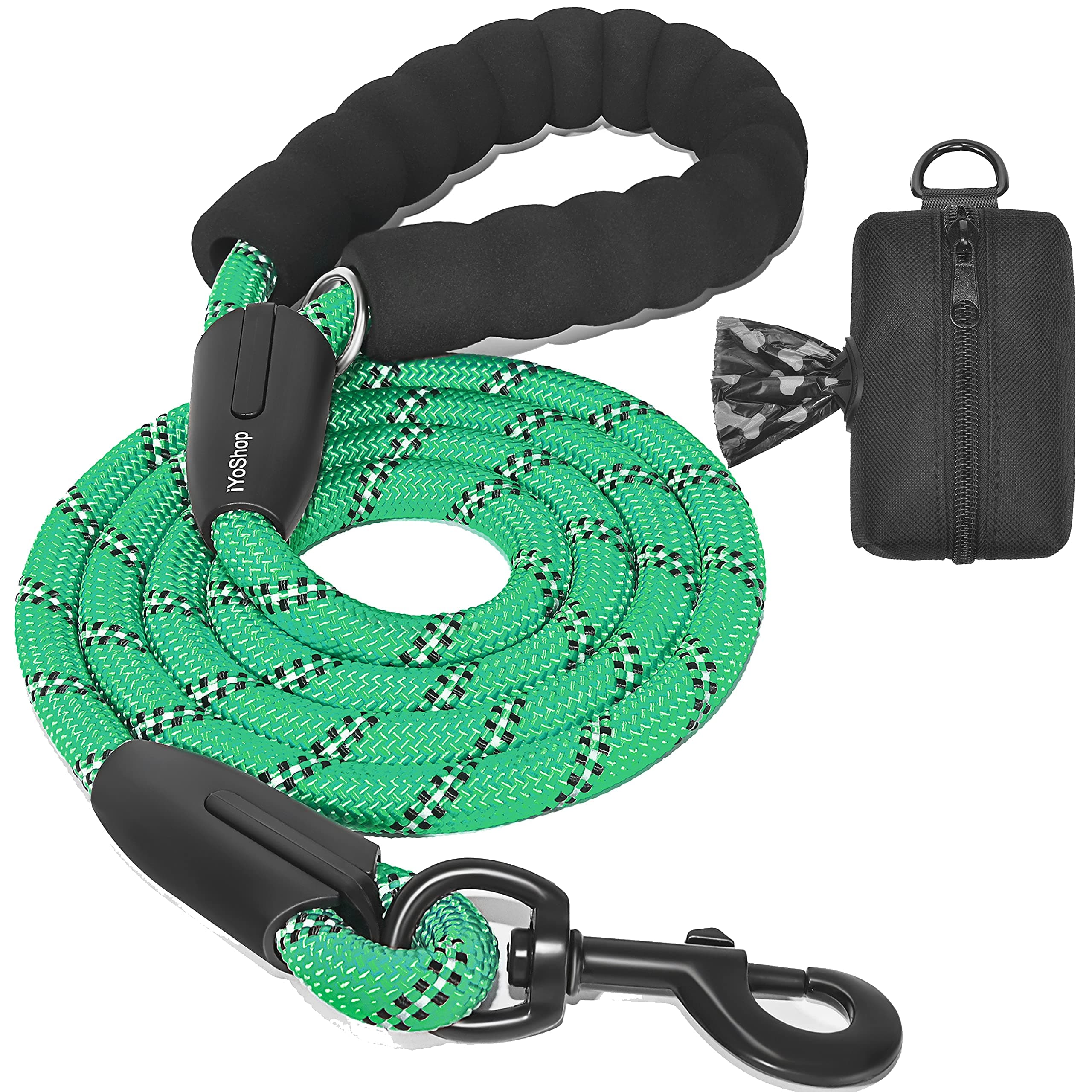 iYoShop Strong Dog Leash with Zipper Pouch, Comfortable Padded Handle and Highly Reflective Threads Dog Leashes for Small Medium and Large Dogs