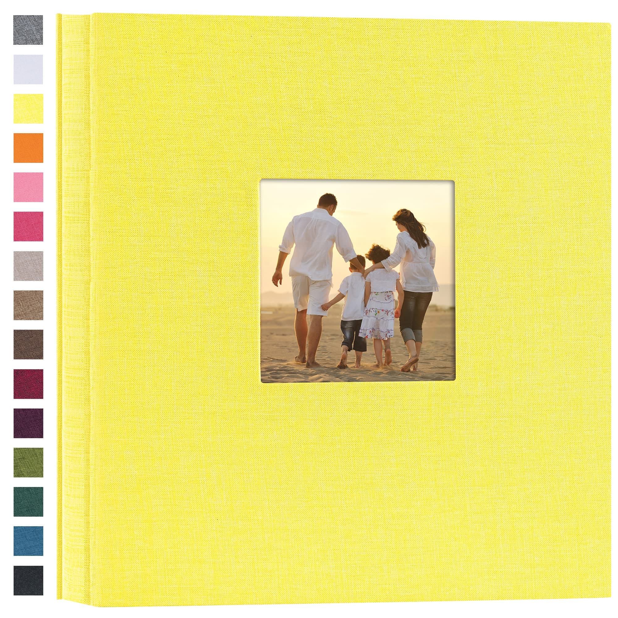 potricher Linen Hardcover Photo Album 4x6 600 Photos Large Capacity for Family Wedding Anniversary Baby Vacation (Yellow, 600 Pockets)