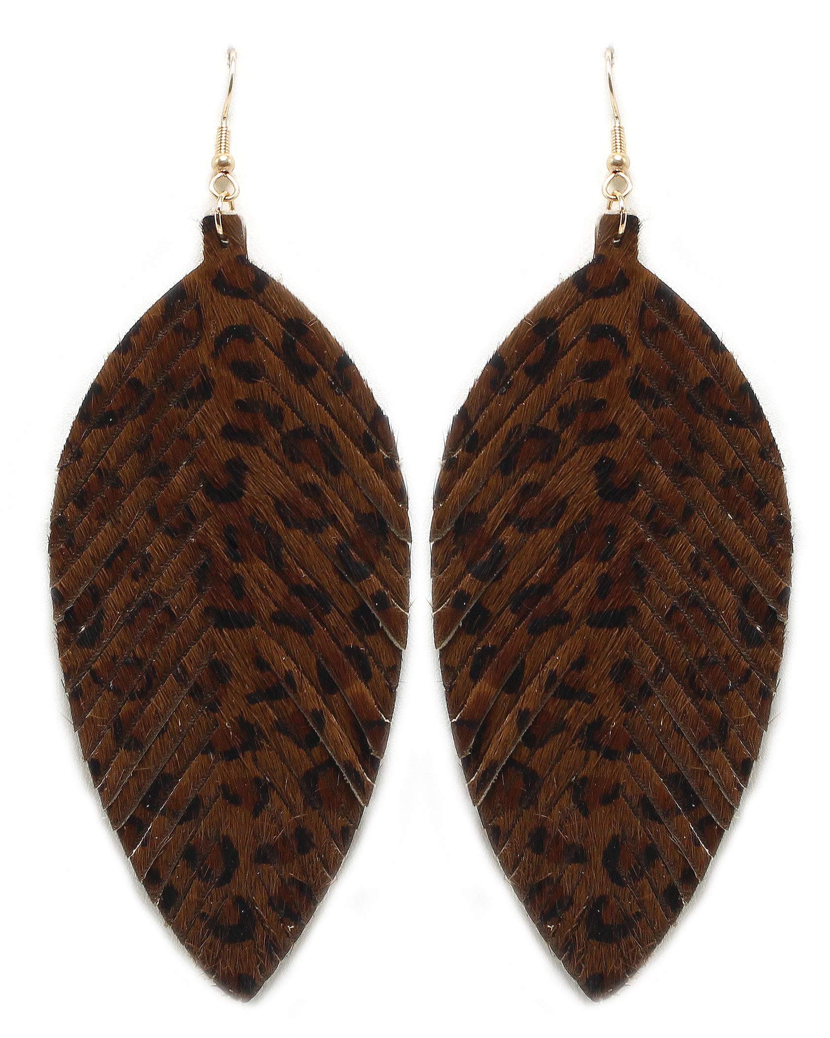 Miracle Collection Large Genuine Soft Leather Handmade Fringe Feather Lightweight Tear Drop Dangle Color Earrings for Women Girls Fashion