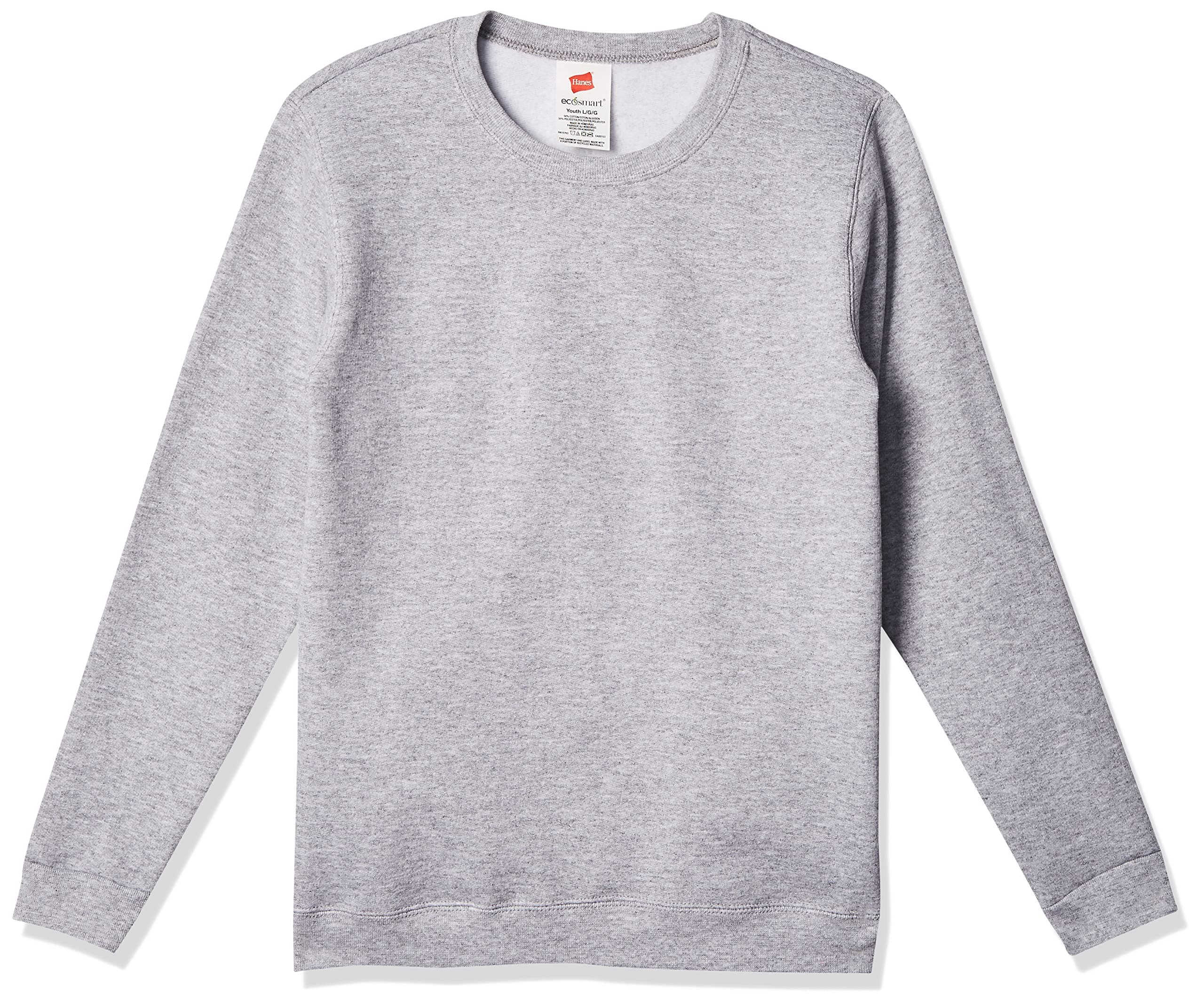Hanes Boys' EcoSmart Sweatshirt, Cotton Crewneck Pullover, Kids' Fleece Sweatshirt
