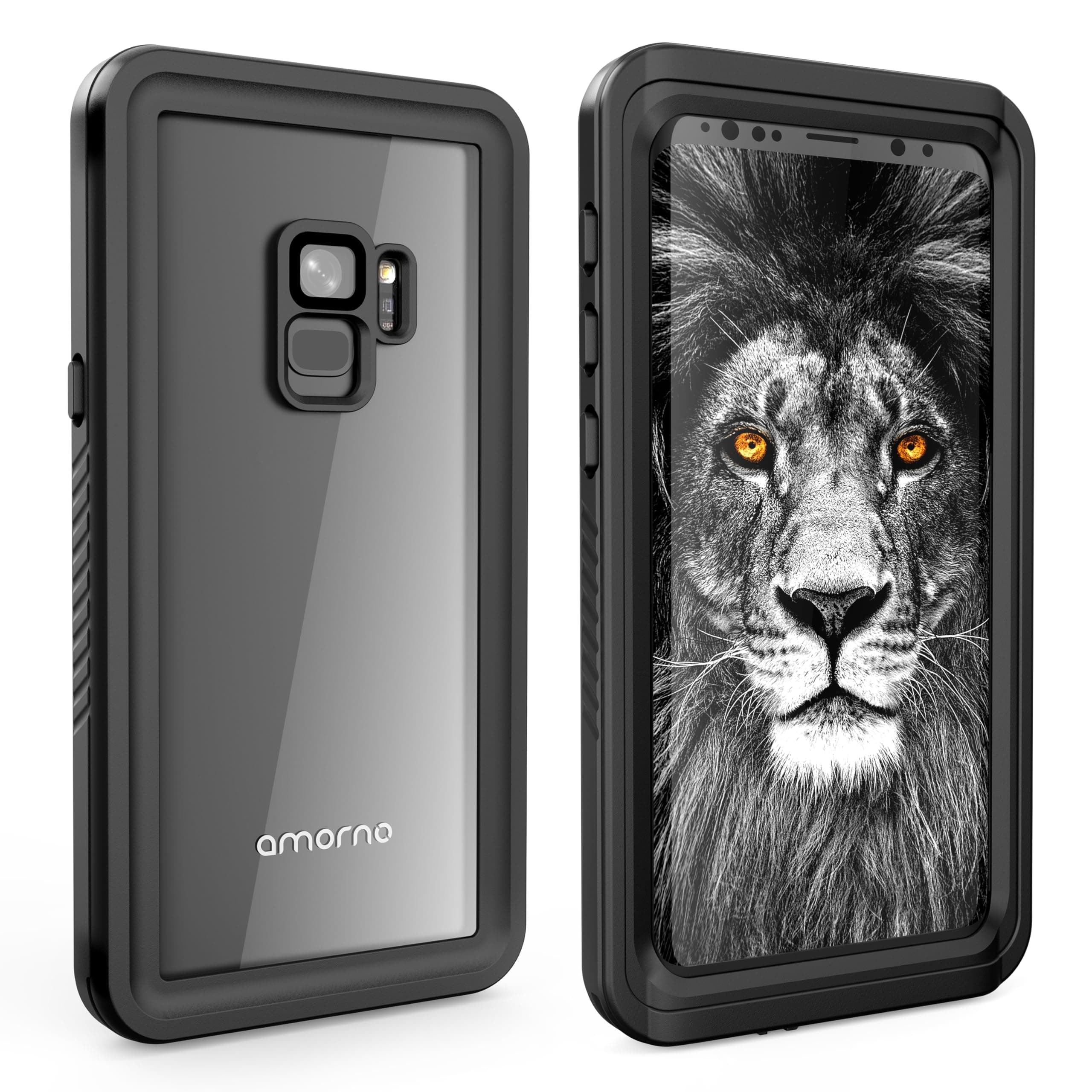 AMORNO Galaxy S9 Waterproof Case, Shockproof Dustproof Full Body Protection, Built-in Screen Protector, Touch ID, Black