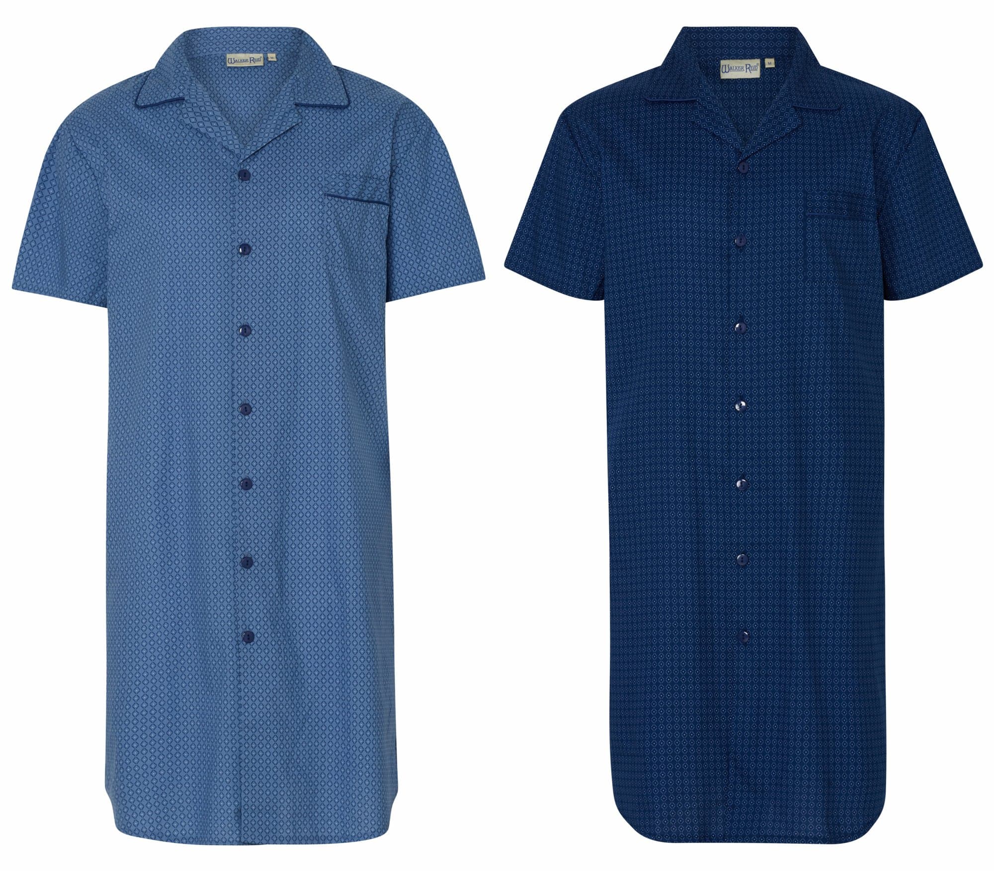 Walker Reid Men's Nightshirt. Short Sleeve, 100% Cotton. Fully Button Through