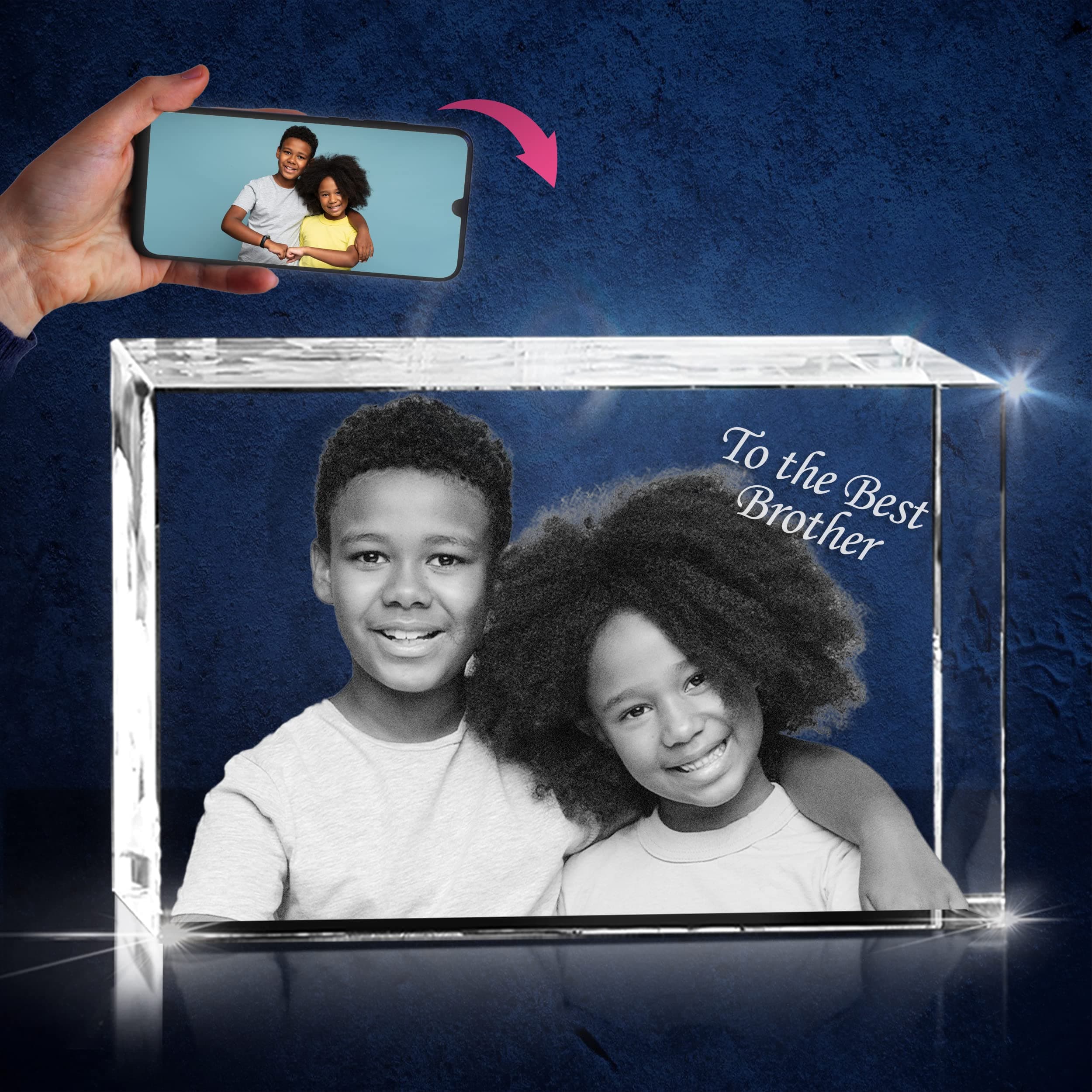 3D innovation 3D Crystal Photo, Personalized Memorial Gifts for Mom, Dad, Wife, Men, Pets, Custom Glass Picture in Crystals, Rectangle Laser Etched Crystal, Sympathy Gifts for Loss of Loved One