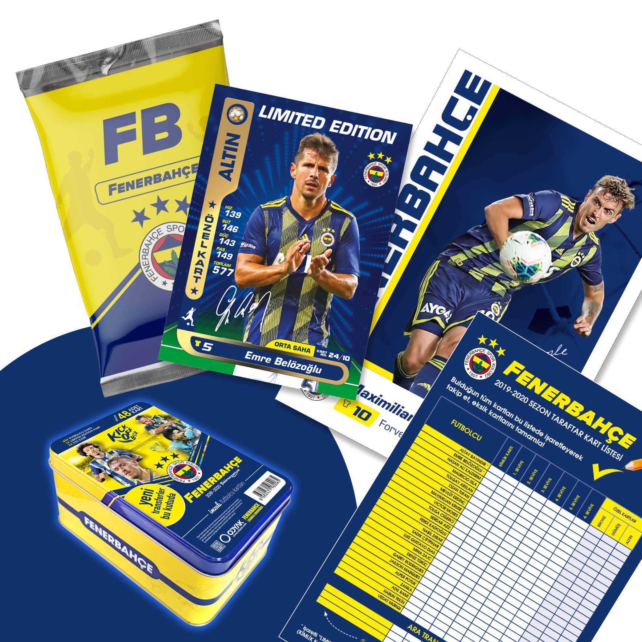 Original Licensed 48 Player Cards Trading Cards with Original Packaging Autographs Football Cards Season 2019/20 Fan Item Set with Gift Box FB
