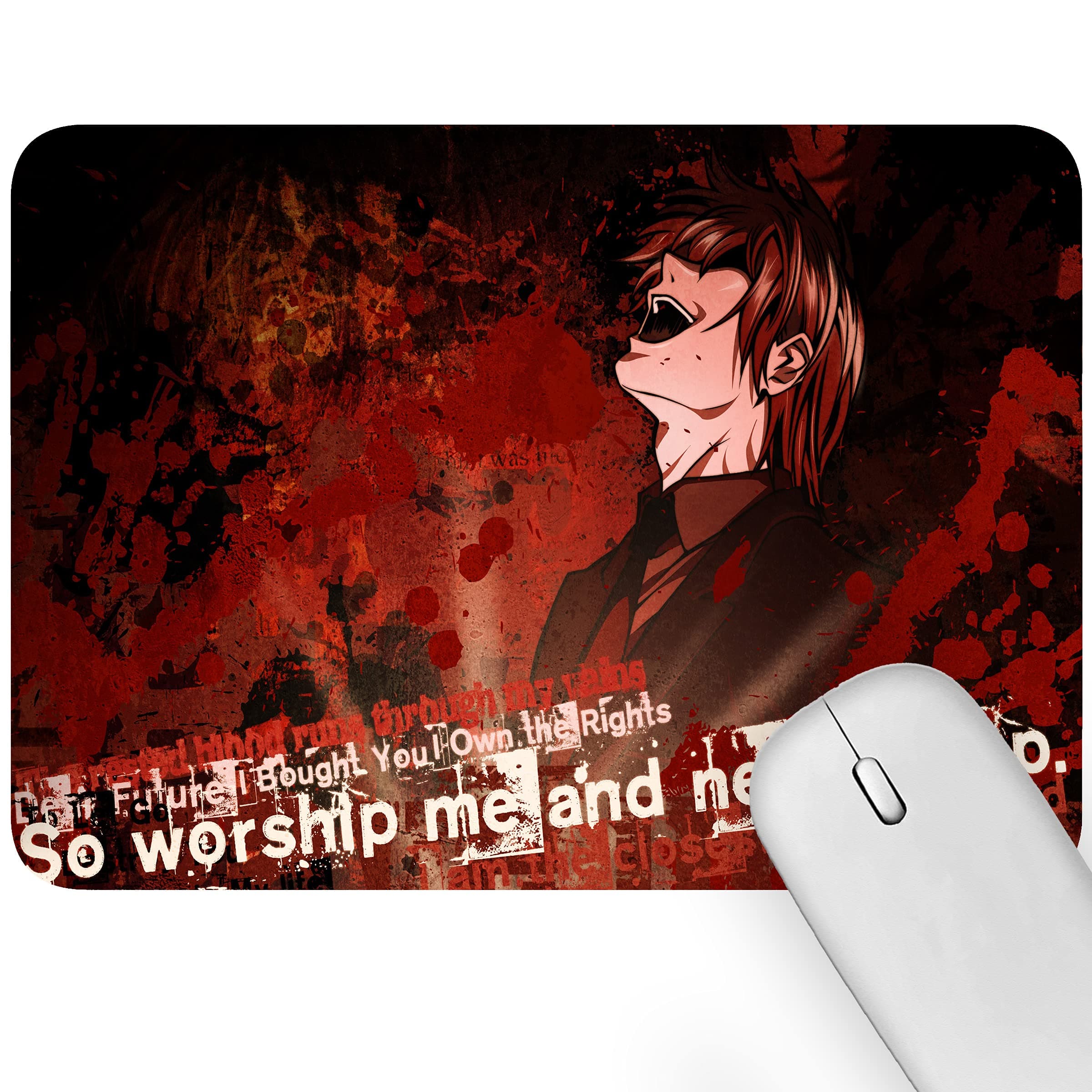 Artich Anime Mouse Pad Desk Mat Laptop Pad Gaming Mouse Pad Office/Computer Super Soft Non-Slip Rubber Base and Lycra Cloth Surface for Silky Touch Rectangle Death Note Worship The Light