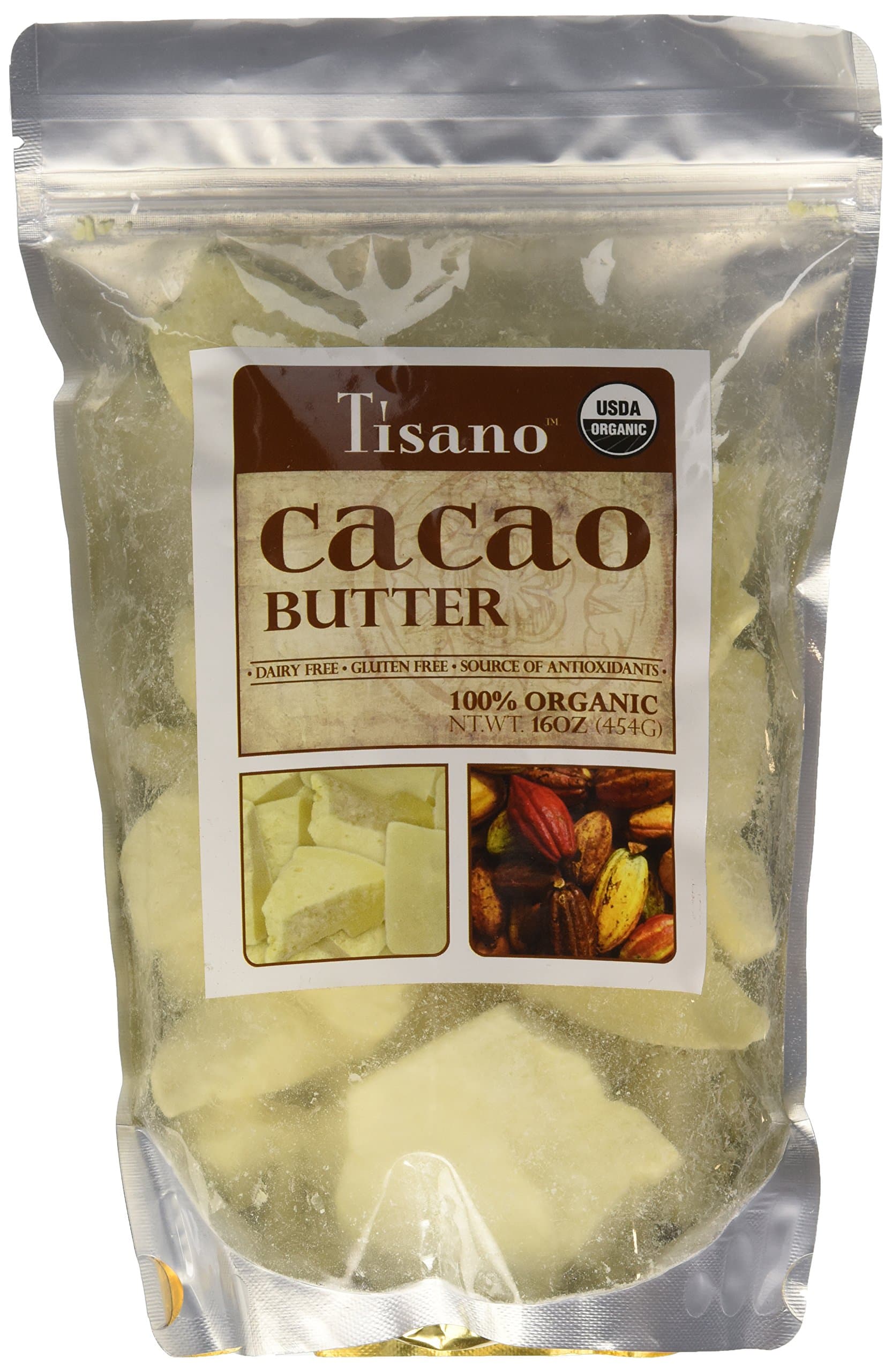 100% Organic Cacao Butter 16oz by Tisano