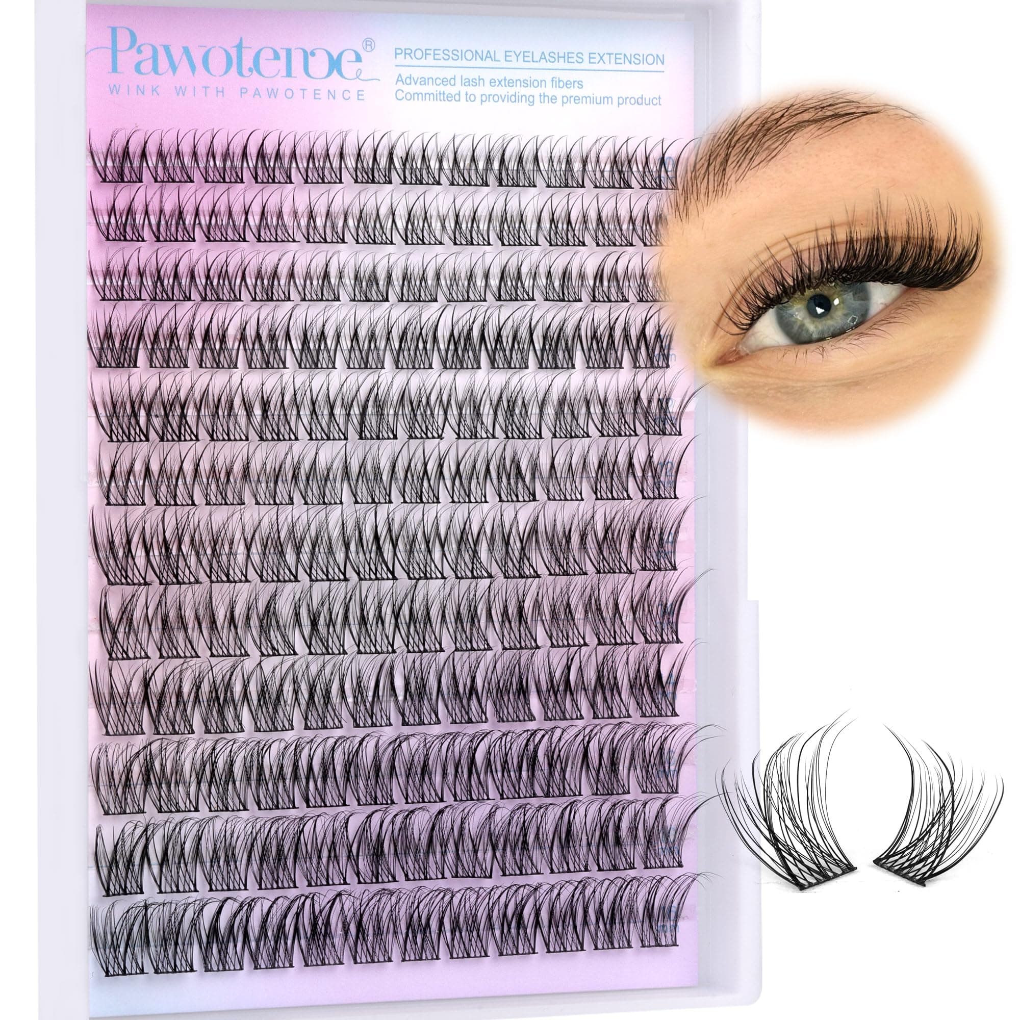 PawotenceWispy Lash Clusters Natural Cluster Lashes Extension DIY Natural Eyelash Clusters Extension 10-16mm Individual Lashes False Eyelashes Wispy Soft Cluster Eyelash Extensions