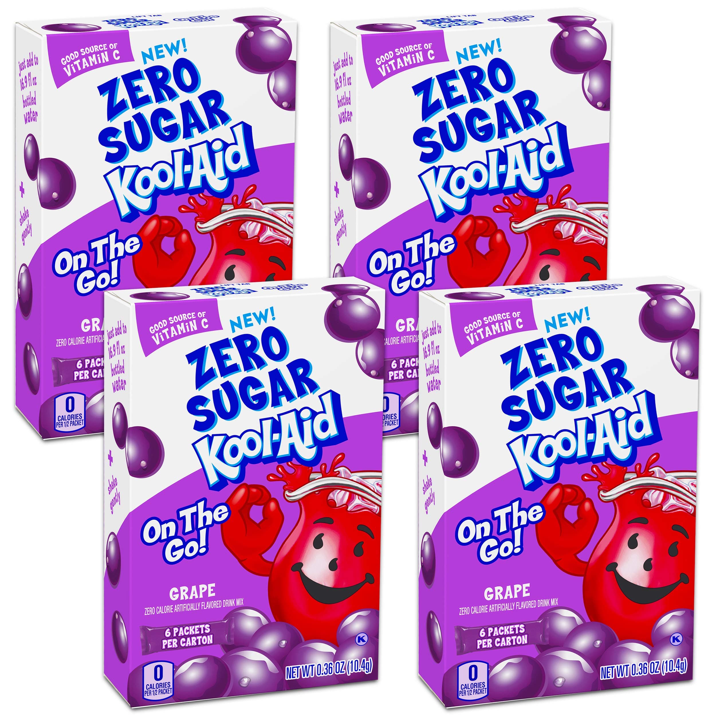 Kool-Aid Sugar Free Low Calorie Drink Mix 6 easy open packets (Pack of 4) Gluten Free (Grape) by Kool-Aid