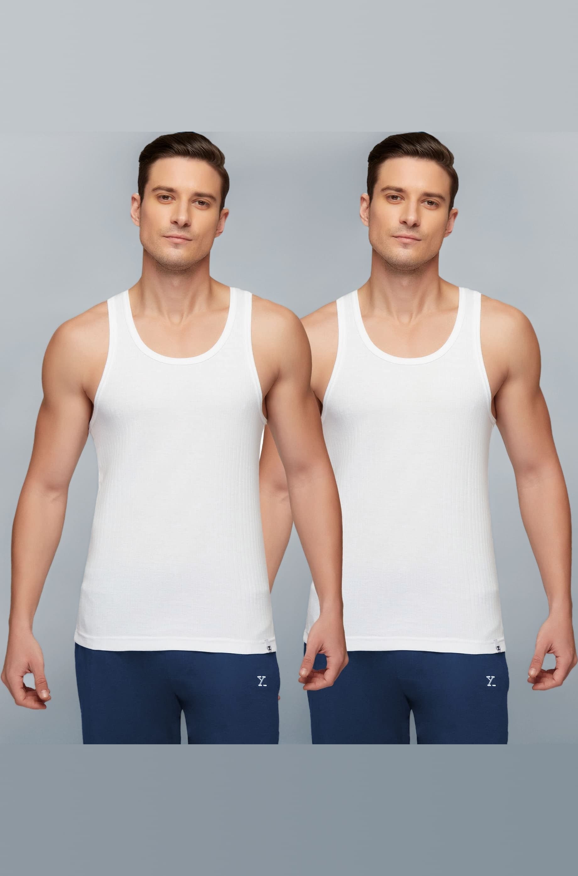 Men's 100% Combed Cotton Ribbed Regular Fit Solid Round Neck Vest | Anti Bacterial Finish, Racer Back Baniyan for Man, Tag Free Comfort Man's Inner (Pack of 2)