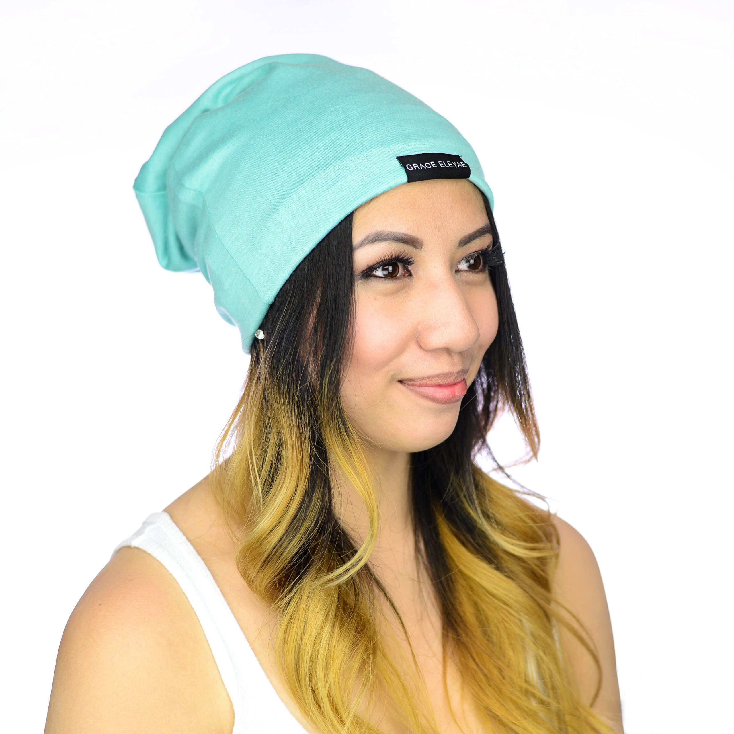 Grace Eleyae [Slap] Satin-Lined Sleep Cap, Women's Tam Hat Beanie - Mint