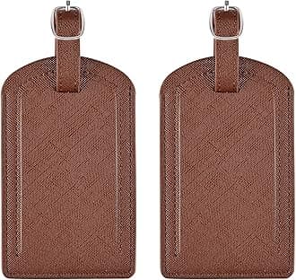 Premium Colored Luggage Tags for Luggage, Travel Bags and Suitcases by Adventure Goods - Pack of 2 (Brown)