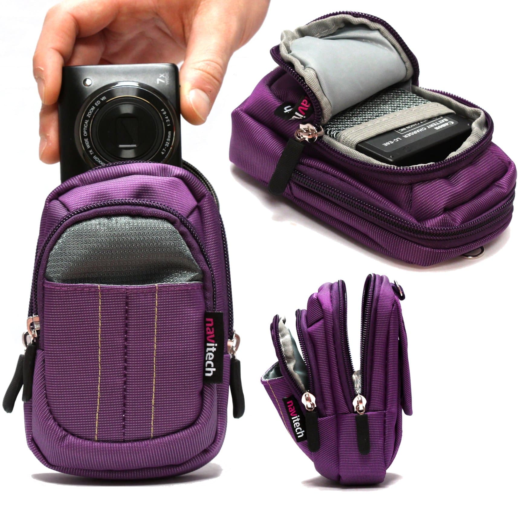 NavitechPurple Digital Camera Case Bag - Compatible with Canon PowerShot N/SX270 HS/S120/S110/SX500 IS/SX260 HS/SX240 HS/SX170 IS/SX160 IS/SX150 IS/A3500 IS/D20