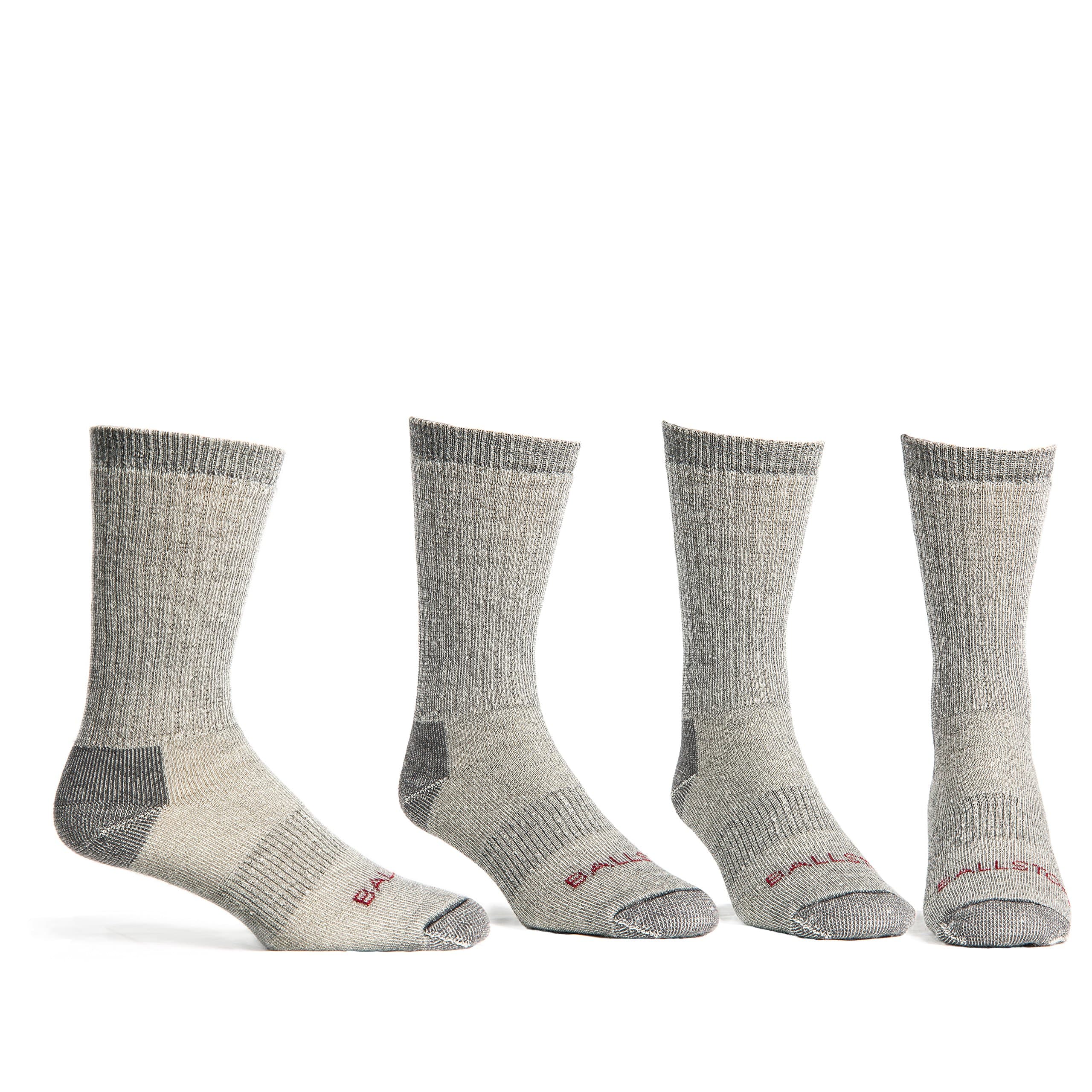 Ballston Lightweight 81% Merino Wool Crew Hiking Socks - 4 Pairs for Men and Women